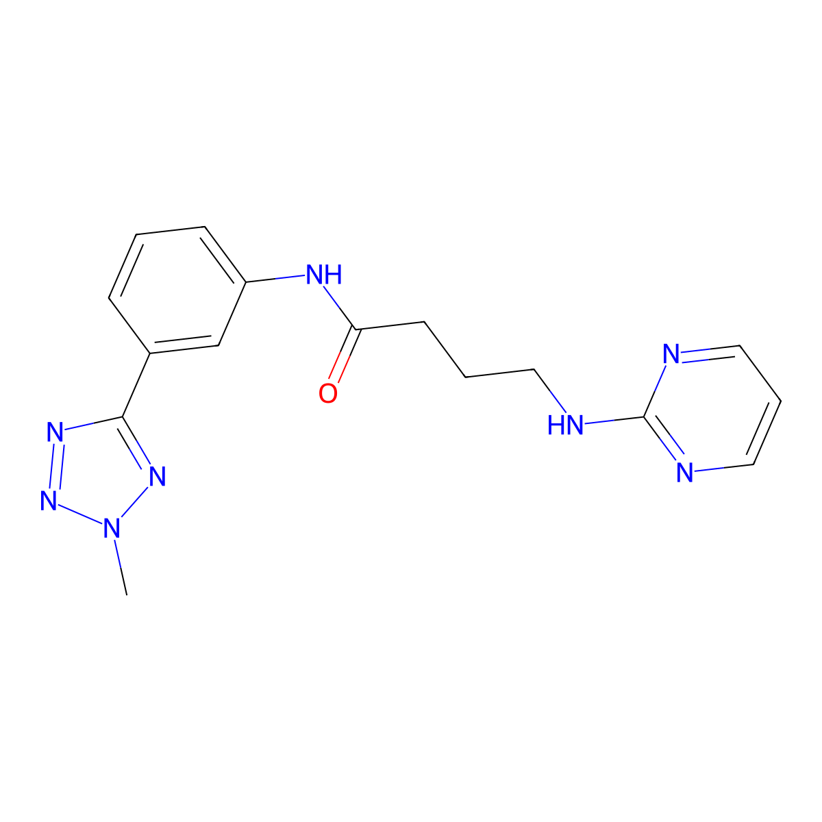 N-[3-(2-methyl-2H-tetrazol-5-yl)phenyl]-4-(pyrimidin-2-ylamino)butanamide molecular structure, CAS 1401573-83-8