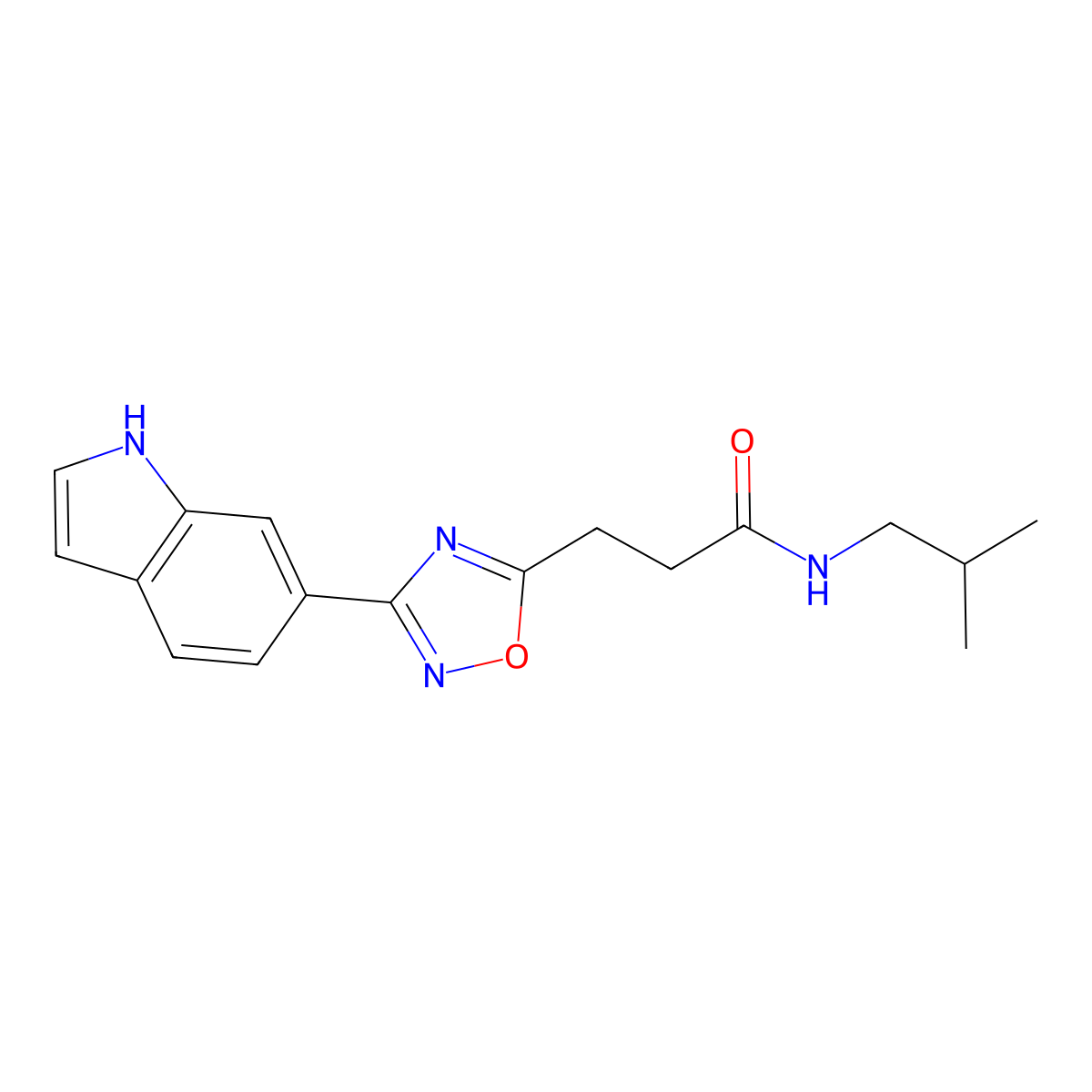 3-[3-(1H-indol-6-yl)-1,2,4-oxadiazol-5-yl]-N-(2-methylpropyl)propanamide molecular structure, CAS 1401573-87-2