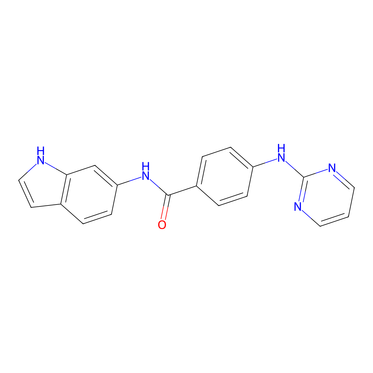 N-(1H-indol-6-yl)-4-(pyrimidin-2-ylamino)benzamide molecular structure, CAS 1401573-88-3
