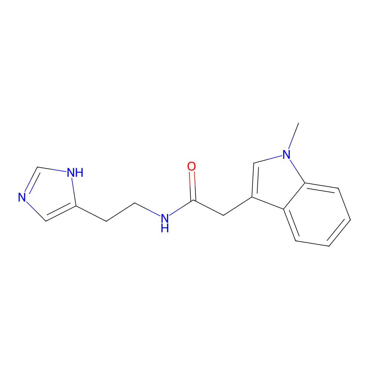 N-[2-(1H-imidazol-5-yl)ethyl]-2-(1-methyl-1H-indol-3-yl)acetamide molecular structure, CAS 1401574-03-5