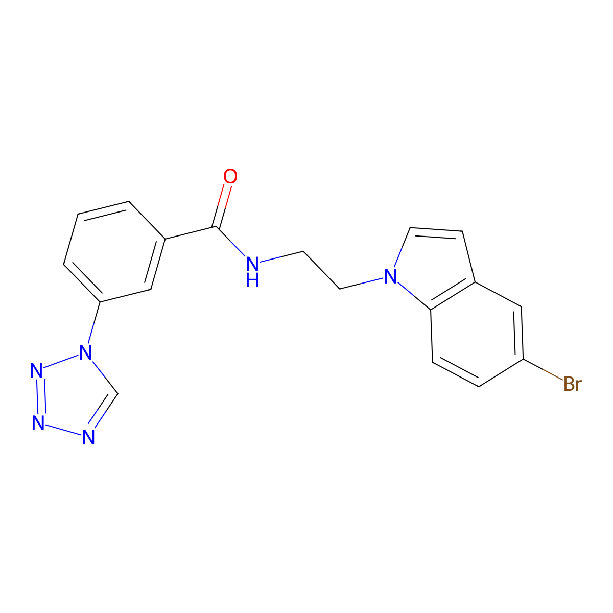 N-[2-(5-bromo-1H-indol-1-yl)ethyl]-3-(1H-1,2,3,4-tetraazol-1-yl)benzamide molecular structure, CAS 1401574-17-1