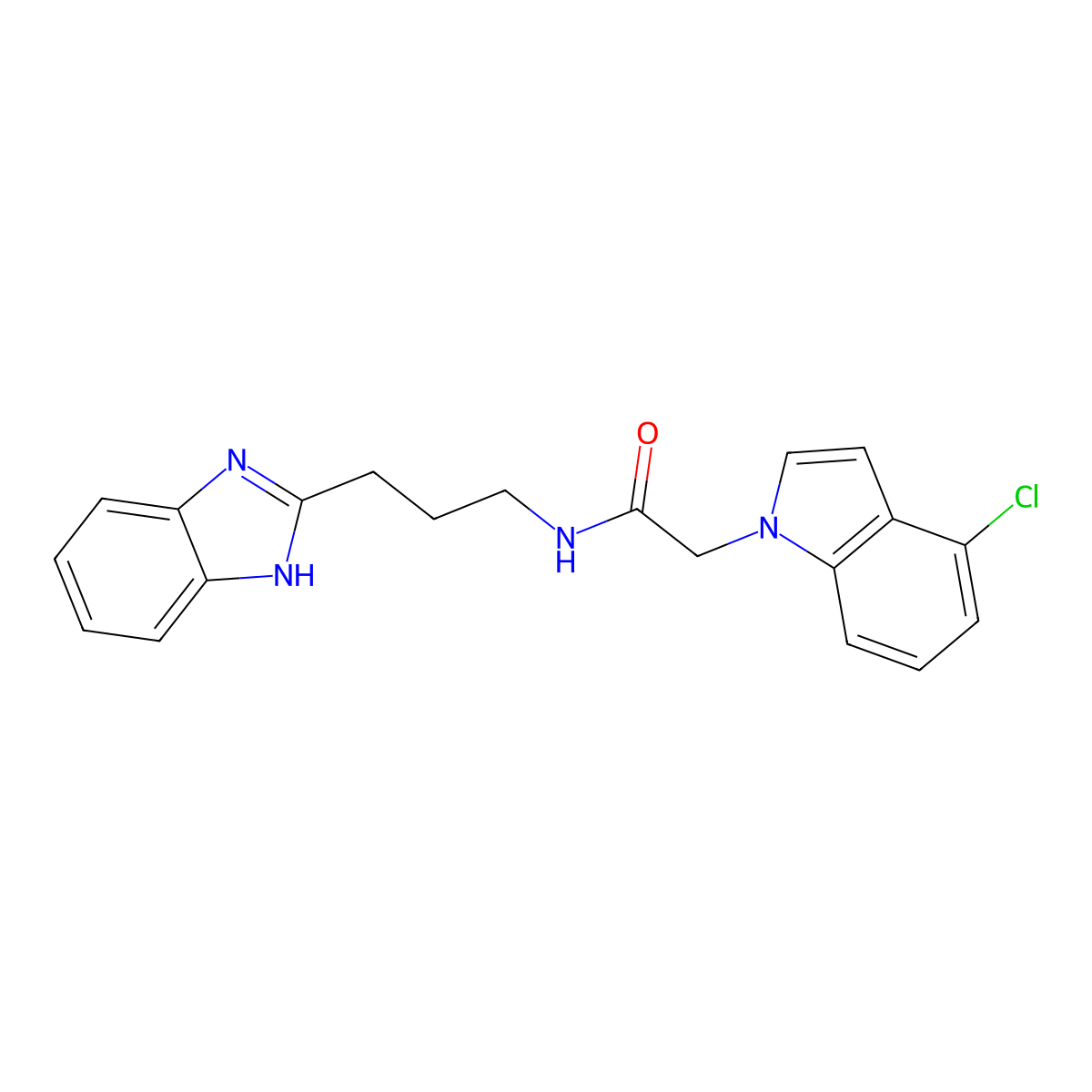 N-[3-(1H-benzimidazol-2-yl)propyl]-2-(4-chloro-1H-indol-1-yl)acetamide molecular structure, CAS 1401574-36-4