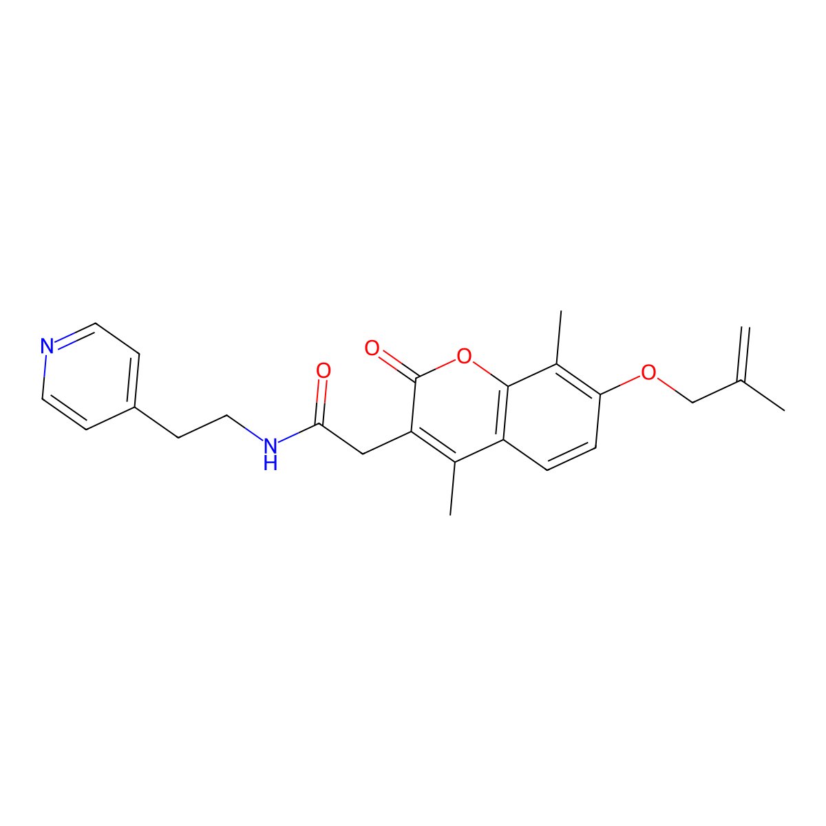 2-{4,8-dimethyl-7-[(2-methylallyl)oxy]-2-oxo-2H-chromen-3-yl}-N-[2-(4-pyridyl)ethyl]acetamide molecular structure, CAS 1401574-65-9