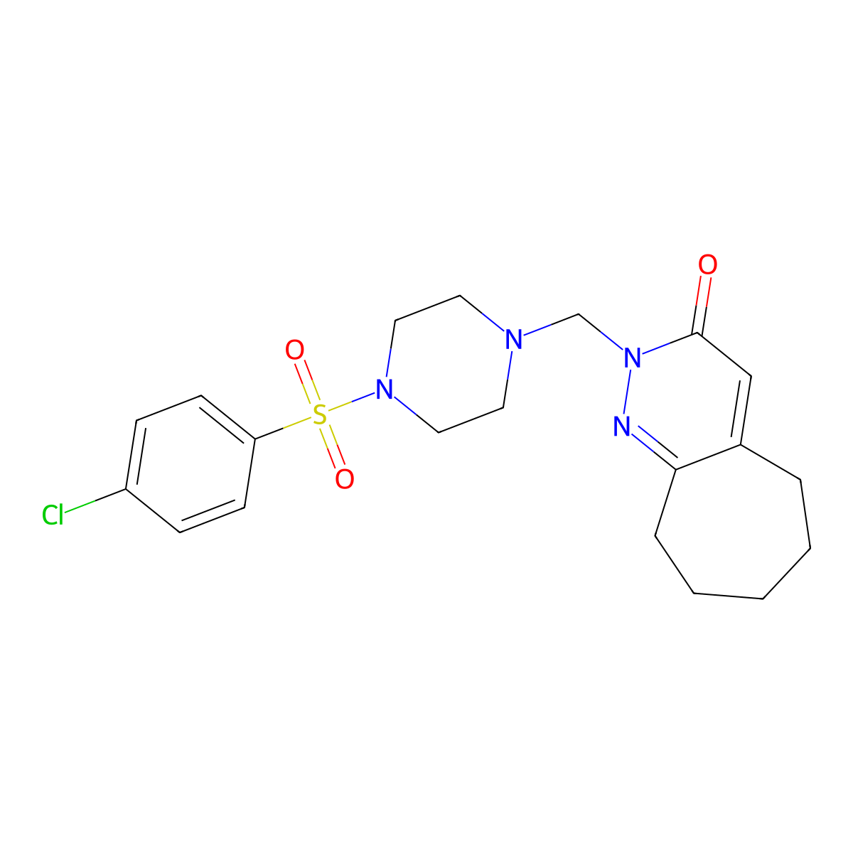 2-({4-[(4-chlorophenyl)sulfonyl]piperazin-1-yl}methyl)-2,5,6,7,8,9-hexahydro-3H-cyclohepta[c]pyridazin-3-one molecular structure, CAS 1401574-73-9