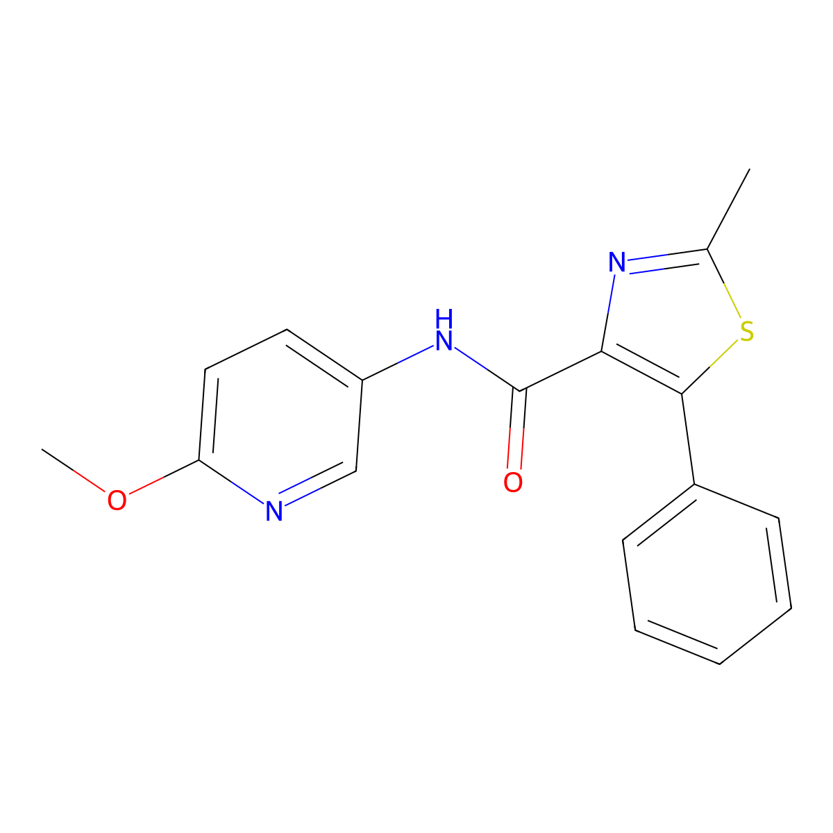 N-(6-methoxypyridin-3-yl)-2-methyl-5-phenyl-1,3-thiazole-4-carboxamide molecular structure, CAS 1401574-80-8