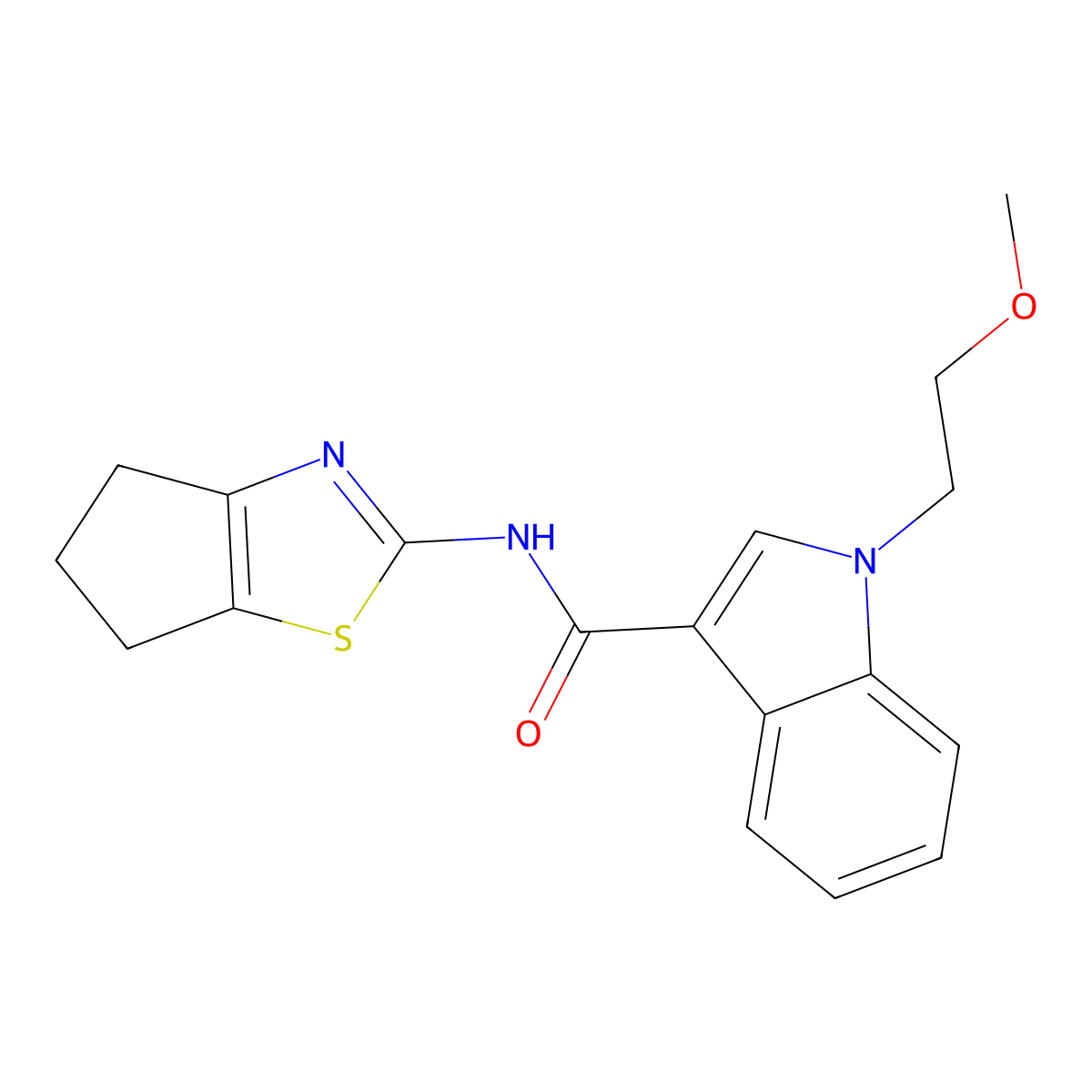 N-(5,6-dihydro-4H-cyclopenta[d]thiazol-2-yl)-1-(2-methoxyethyl)-1H-indole-3-carboxamide molecular structure, CAS 1401574-83-1
