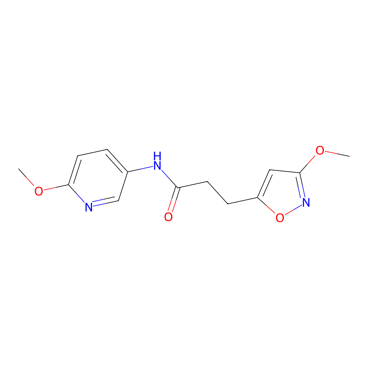 3-(3-methoxyisoxazol-5-yl)-N-(6-methoxypyridin-3-yl)propanamide molecular structure, CAS 1401574-88-6