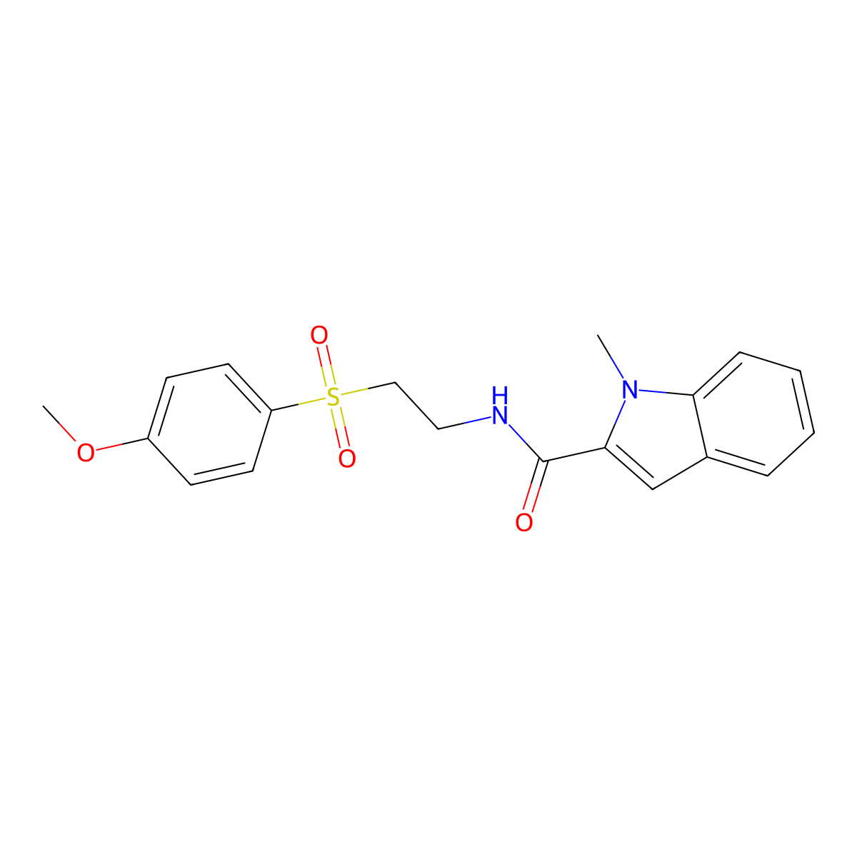 N-{2-[(4-methoxyphenyl)sulfonyl]ethyl}-1-methyl-1H-indole-2-carboxamide molecular structure, CAS 1401574-96-6
