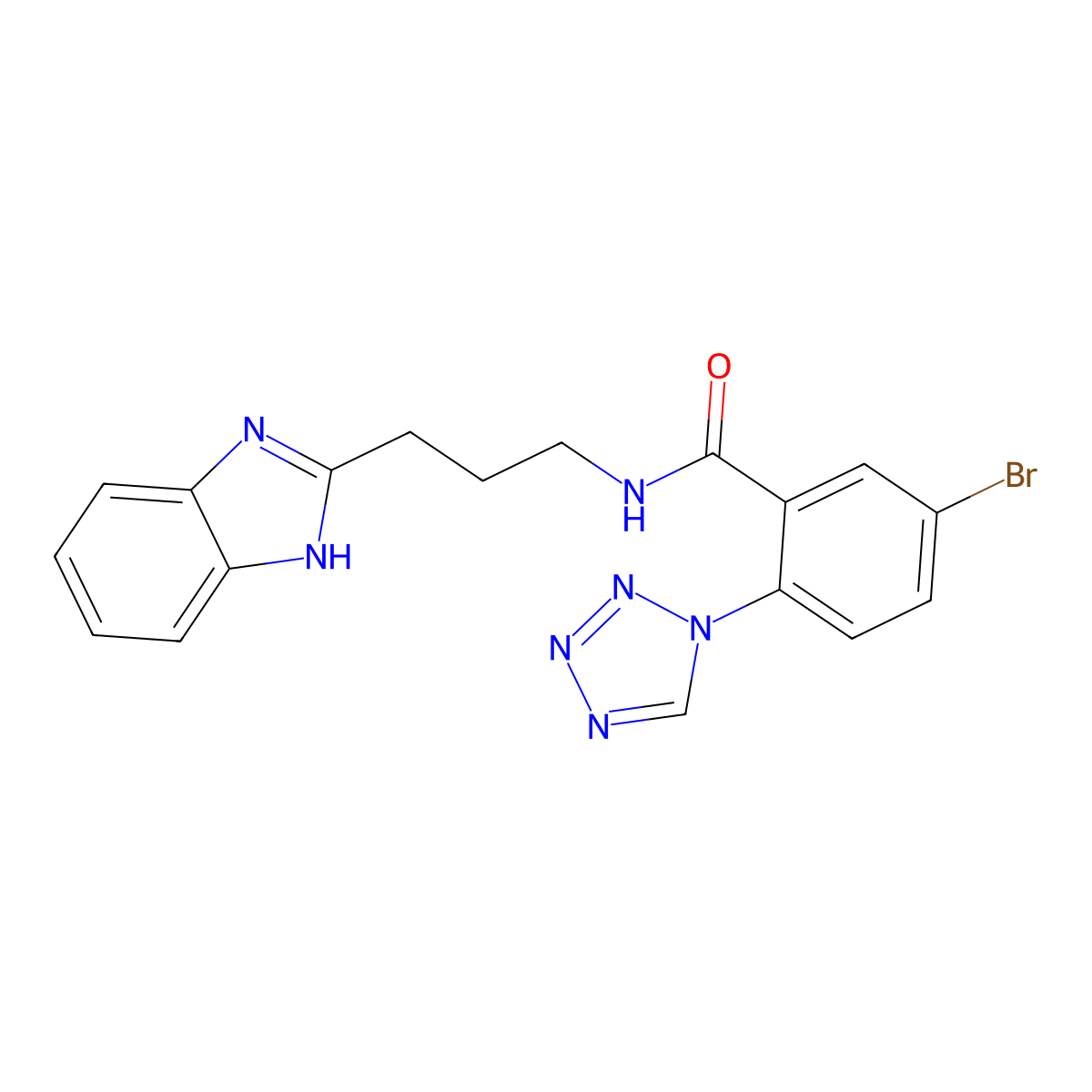 N-[3-(1H-benzimidazol-2-yl)propyl]-5-bromo-2-(1H-tetrazol-1-yl)benzamide molecular structure, CAS 1401575-14-1