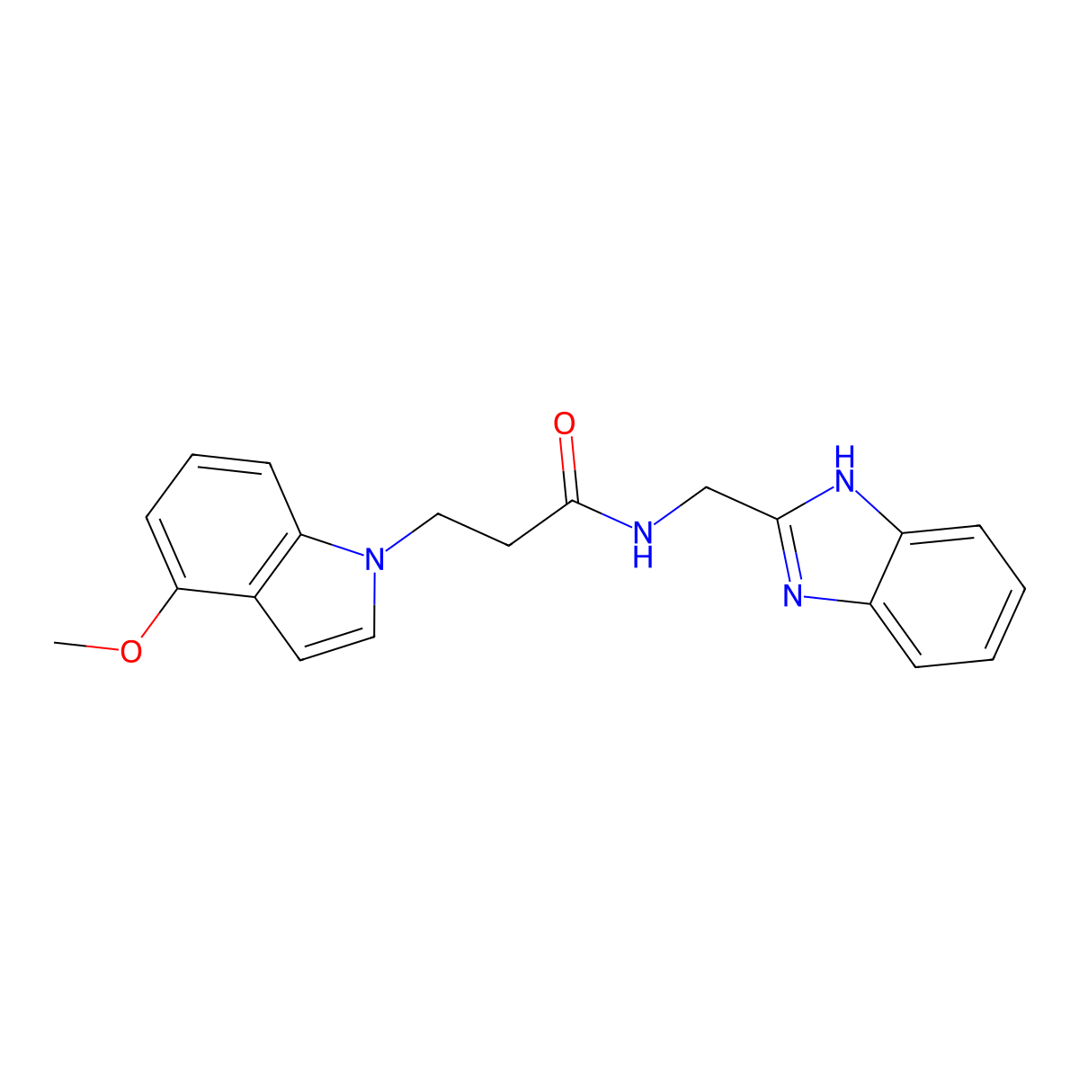 N-(1H-benzimidazol-2-ylmethyl)-3-(4-methoxy-1H-indol-1-yl)propanamide molecular structure, CAS 1401575-18-5