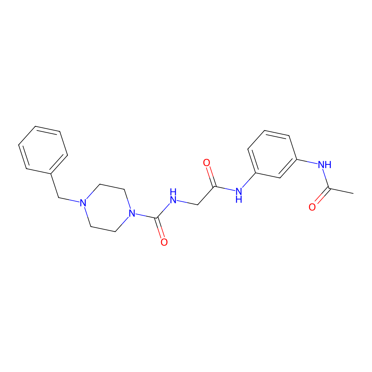N-(2-{[3-(acetylamino)phenyl]amino}-2-oxoethyl)-4-benzylpiperazine-1-carboxamide molecular structure, CAS 1401575-20-9
