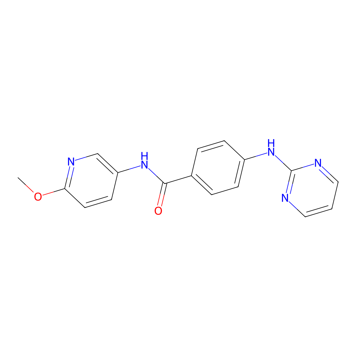 N-(6-methoxypyridin-3-yl)-4-(pyrimidin-2-ylamino)benzamide molecular structure, CAS 1401575-28-7