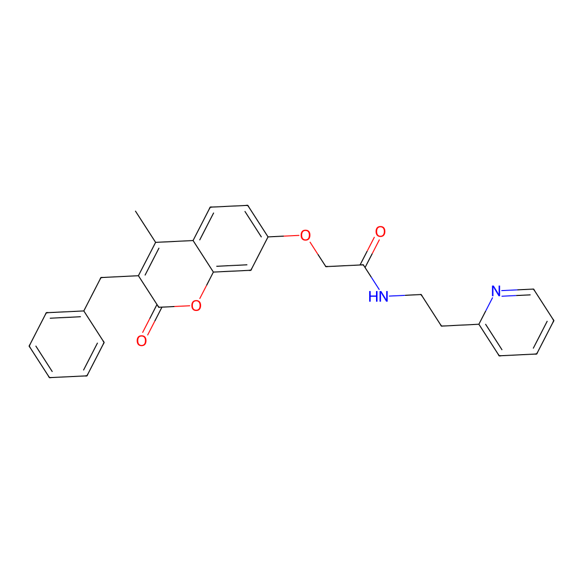 2-[(3-benzyl-4-methyl-2-oxo-2H-chromen-7-yl)oxy]-N-[2-(2-pyridyl)ethyl]acetamide molecular structure, CAS 1401575-38-9