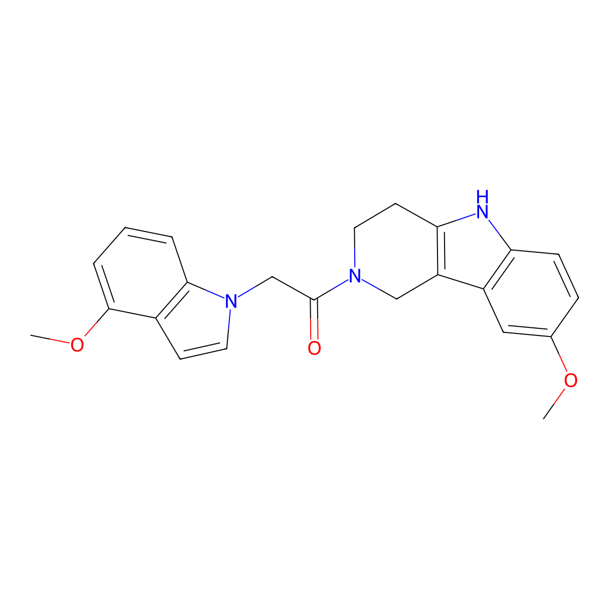2-(4-methoxy-1H-indol-1-yl)-1-(8-methoxy-1,3,4,5-tetrahydro-2H-pyrido[4,3-b]indol-2-yl)ethanone molecular structure, CAS 1401575-45-8
