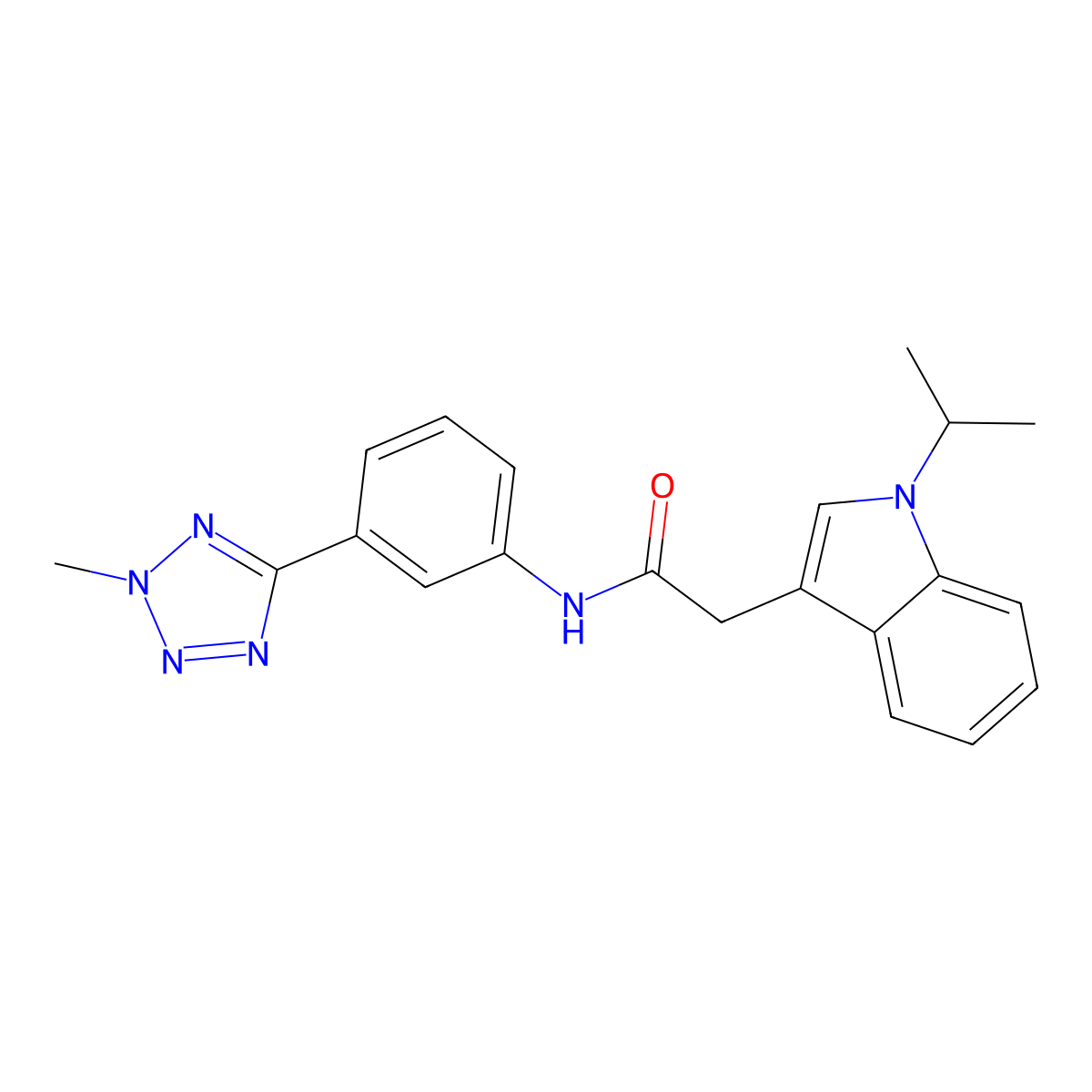 N-[3-(2-methyl-2H-tetrazol-5-yl)phenyl]-2-[1-(propan-2-yl)-1H-indol-3-yl]acetamide molecular structure, CAS 1401575-46-9