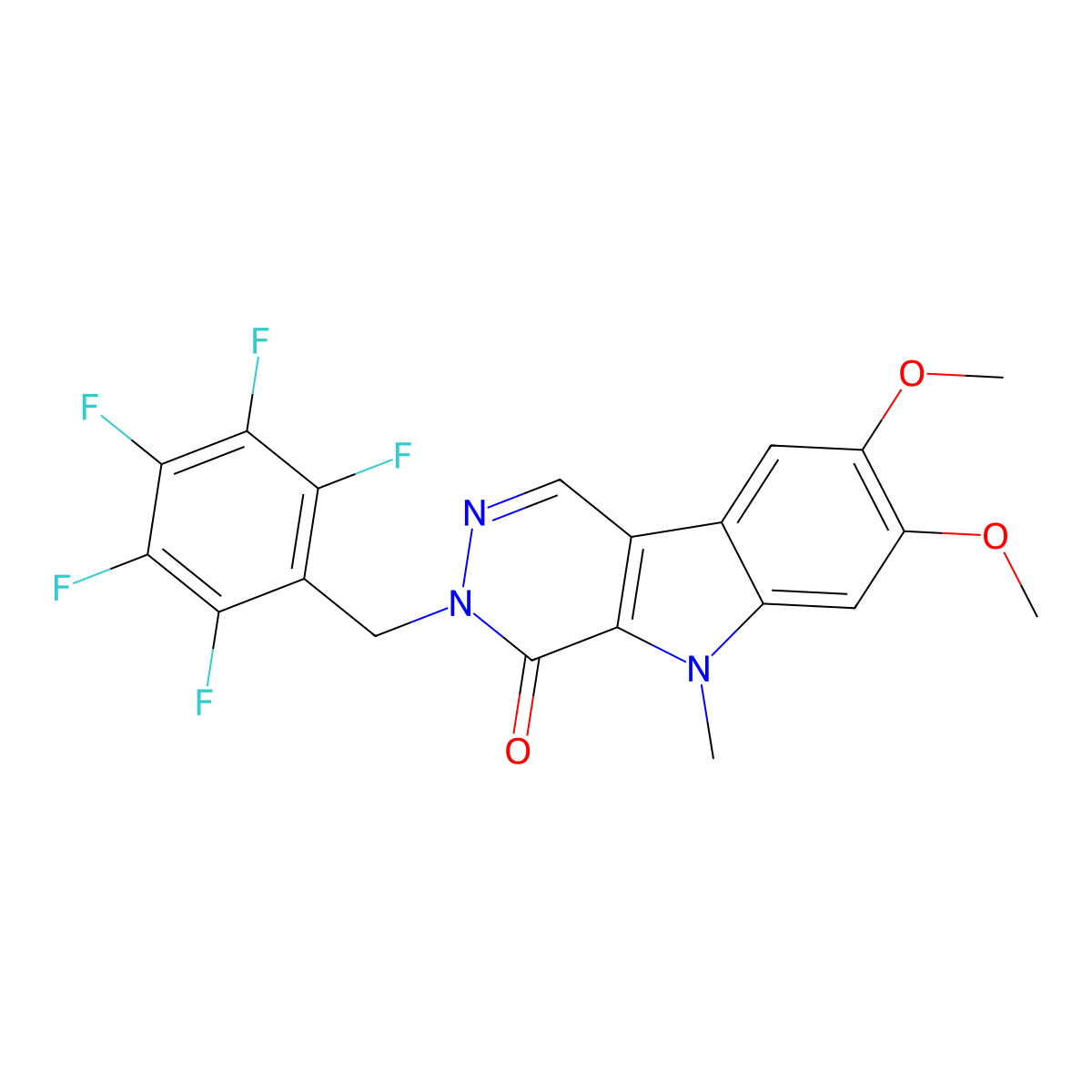 7,8-dimethoxy-5-methyl-3-(pentafluorobenzyl)-3,5-dihydro-4H-pyridazino[4,5-b]indol-4-one molecular structure, CAS 1401575-59-4