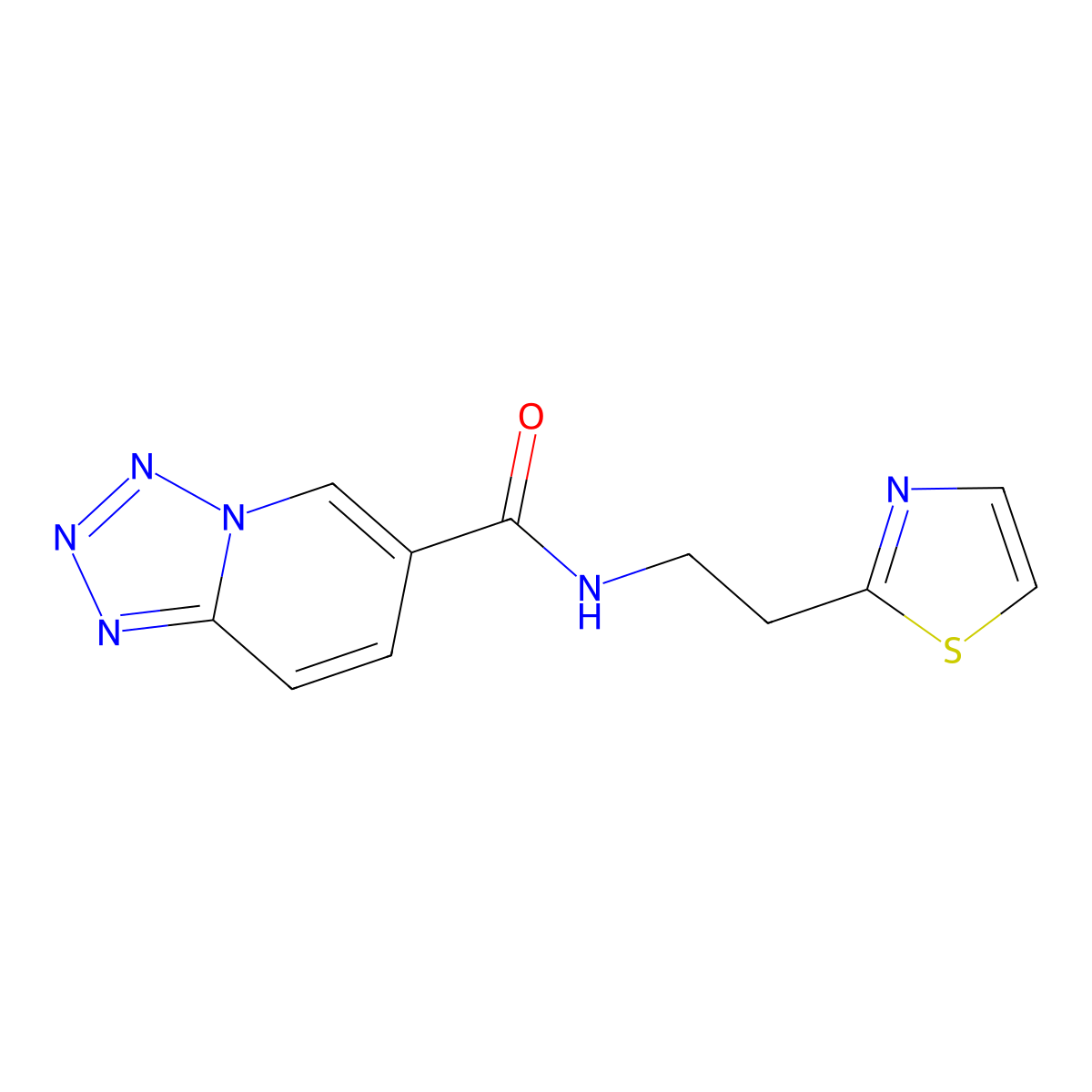 N-[2-(1,3-thiazol-2-yl)ethyl]tetrazolo[1,5-a]pyridine-6-carboxamide molecular structure, CAS 1401575-60-7