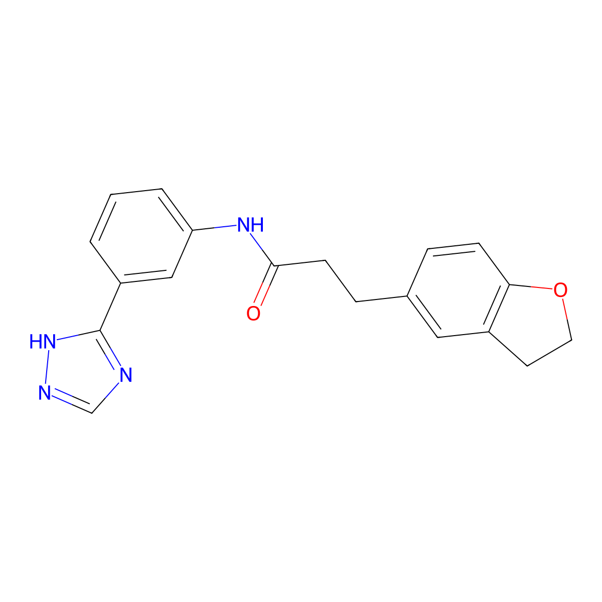 3-(2,3-dihydro-1-benzofuran-5-yl)-N-[3-(1H-1,2,4-triazol-3-yl)phenyl]propanamide molecular structure, CAS 1401575-71-0