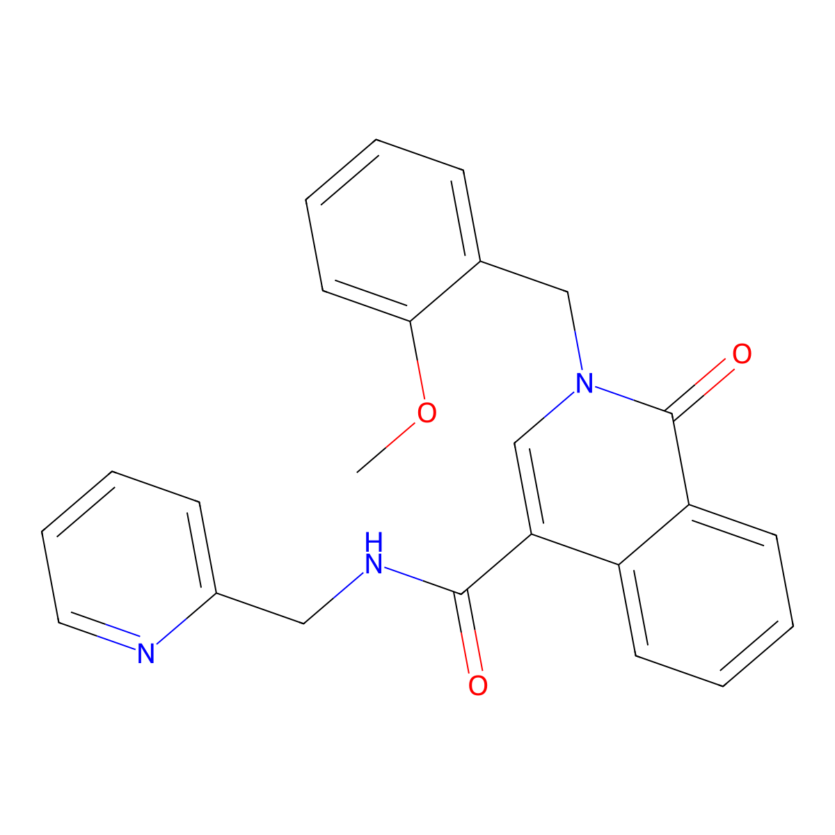 2-(2-methoxybenzyl)-1-oxo-N-(pyridin-2-ylmethyl)-1,2-dihydroisoquinoline-4-carboxamide molecular structure, CAS 1401575-83-4