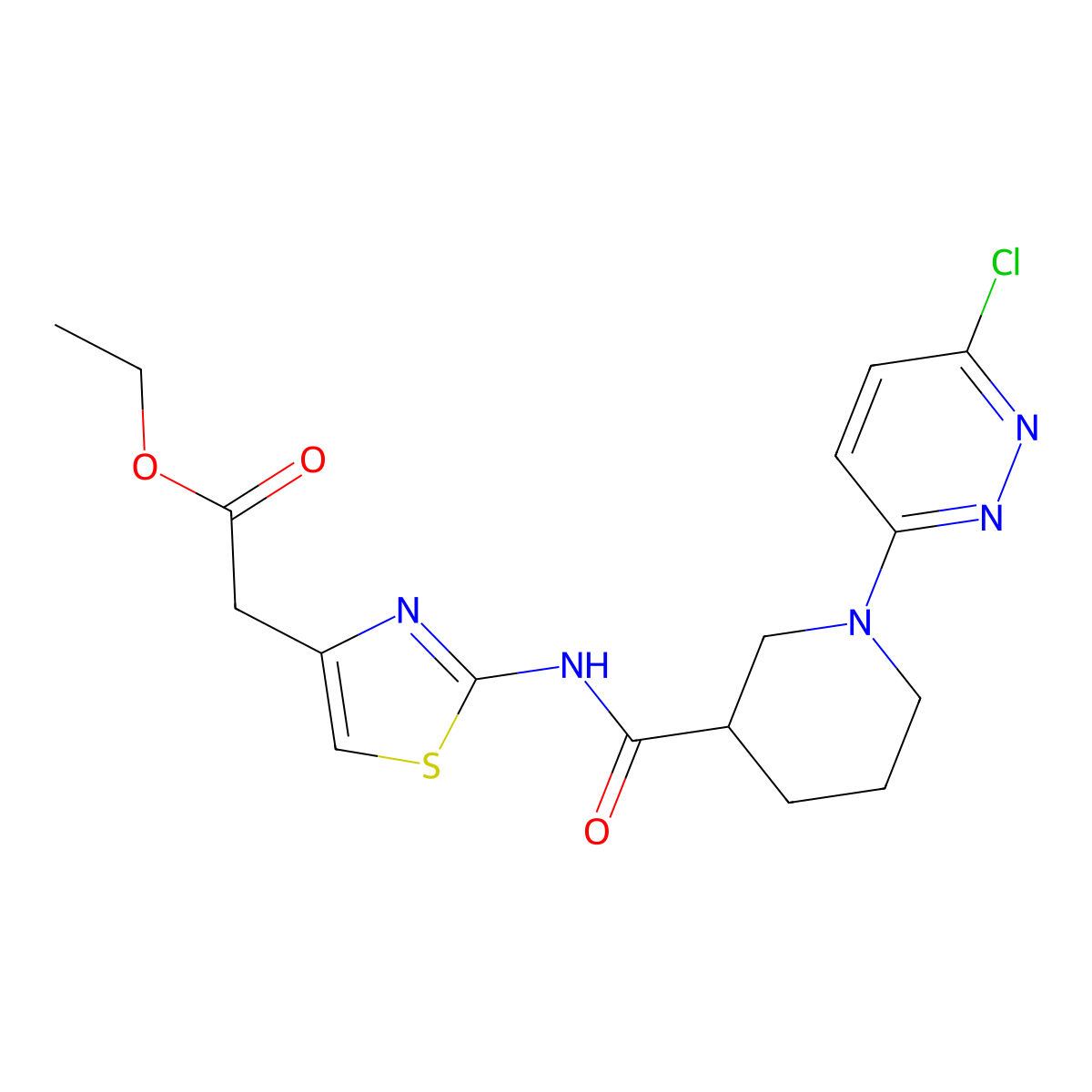 Ethyl [2-({[1-(6-chloropyridazin-3-yl)piperidin-3-yl]carbonyl}amino)-1,3-thiazol-4-yl]acetate molecular structure, CAS 1401576-05-3