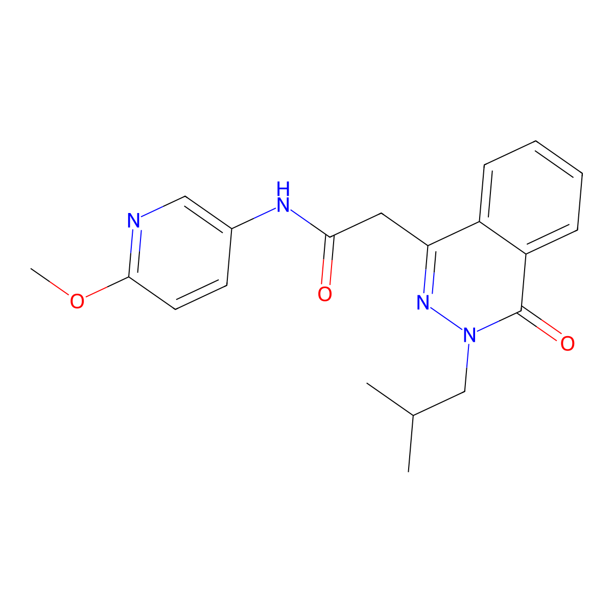 N-(6-methoxypyridin-3-yl)-2-[3-(2-methylpropyl)-4-oxo-3,4-dihydrophthalazin-1-yl]acetamide molecular structure, CAS 1401576-06-4