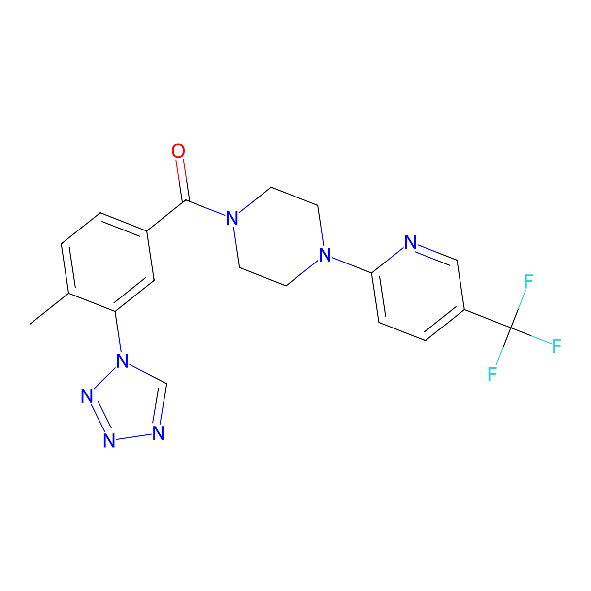 [4-methyl-3-(1H-tetrazol-1-yl)phenyl]{4-[5-(trifluoromethyl)pyridin-2-yl]piperazin-1-yl}methanone molecular structure, CAS 1401576-09-7