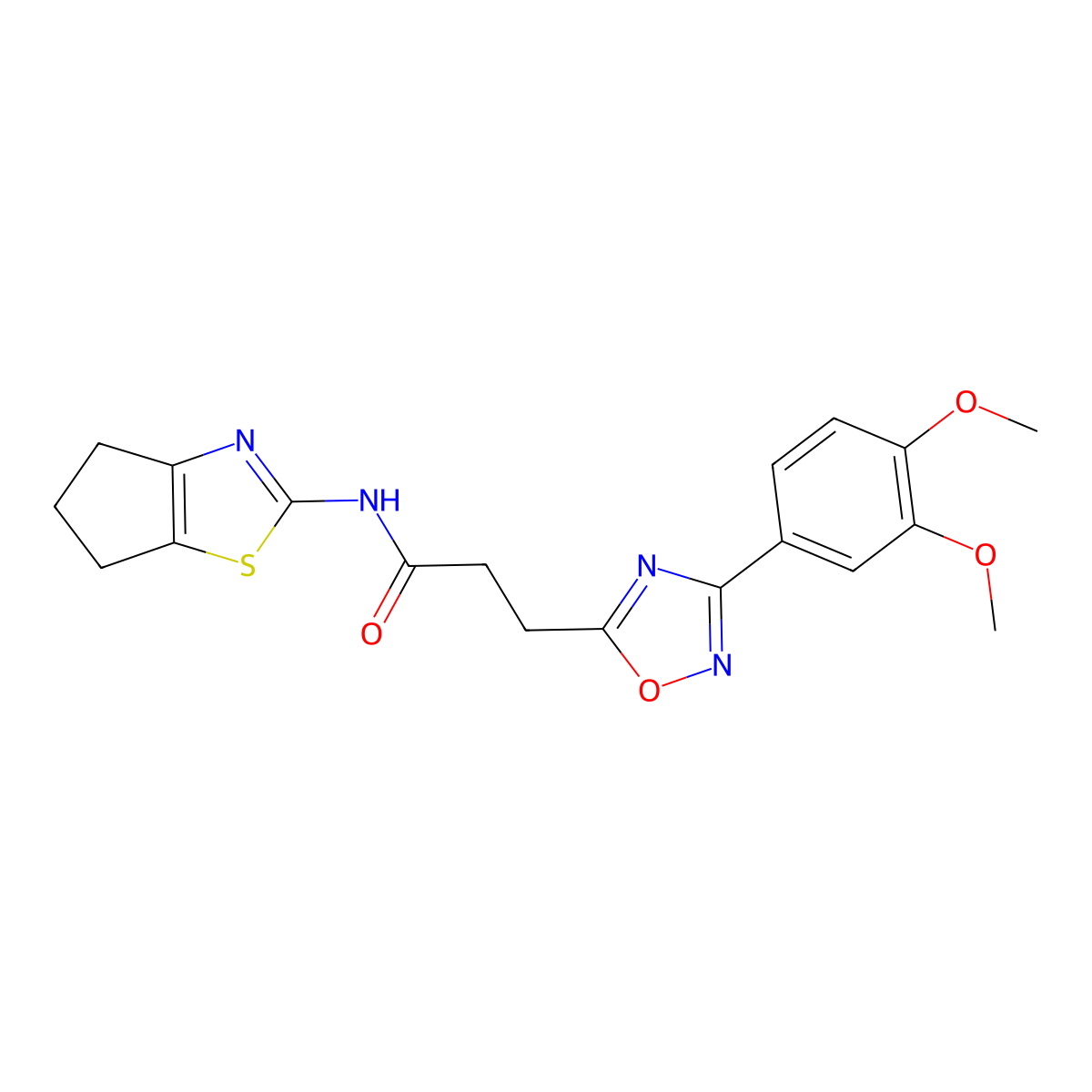 N-(5,6-dihydro-4H-cyclopenta[d]thiazol-2-yl)-3-(3-(3,4-dimethoxyphenyl)-1,2,4-oxadiazol-5-yl)propanamide molecular structure, CAS 1401576-20-2