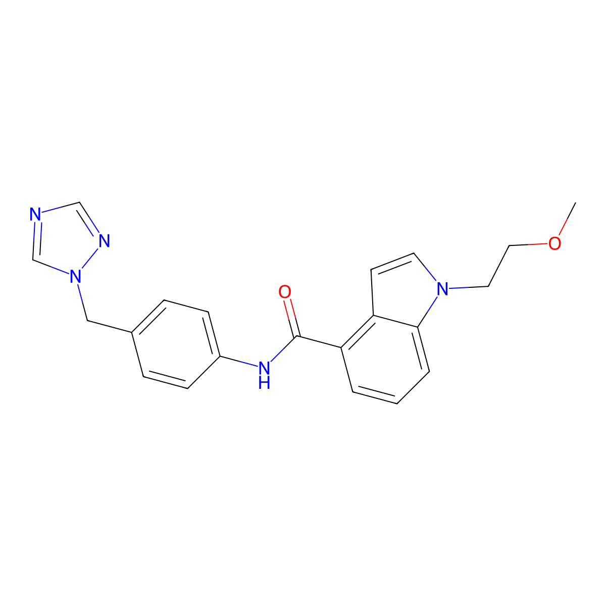 1-(2-methoxyethyl)-N-[4-(1H-1,2,4-triazol-1-ylmethyl)phenyl]-1H-indole-4-carboxamide molecular structure, CAS 1401576-22-4