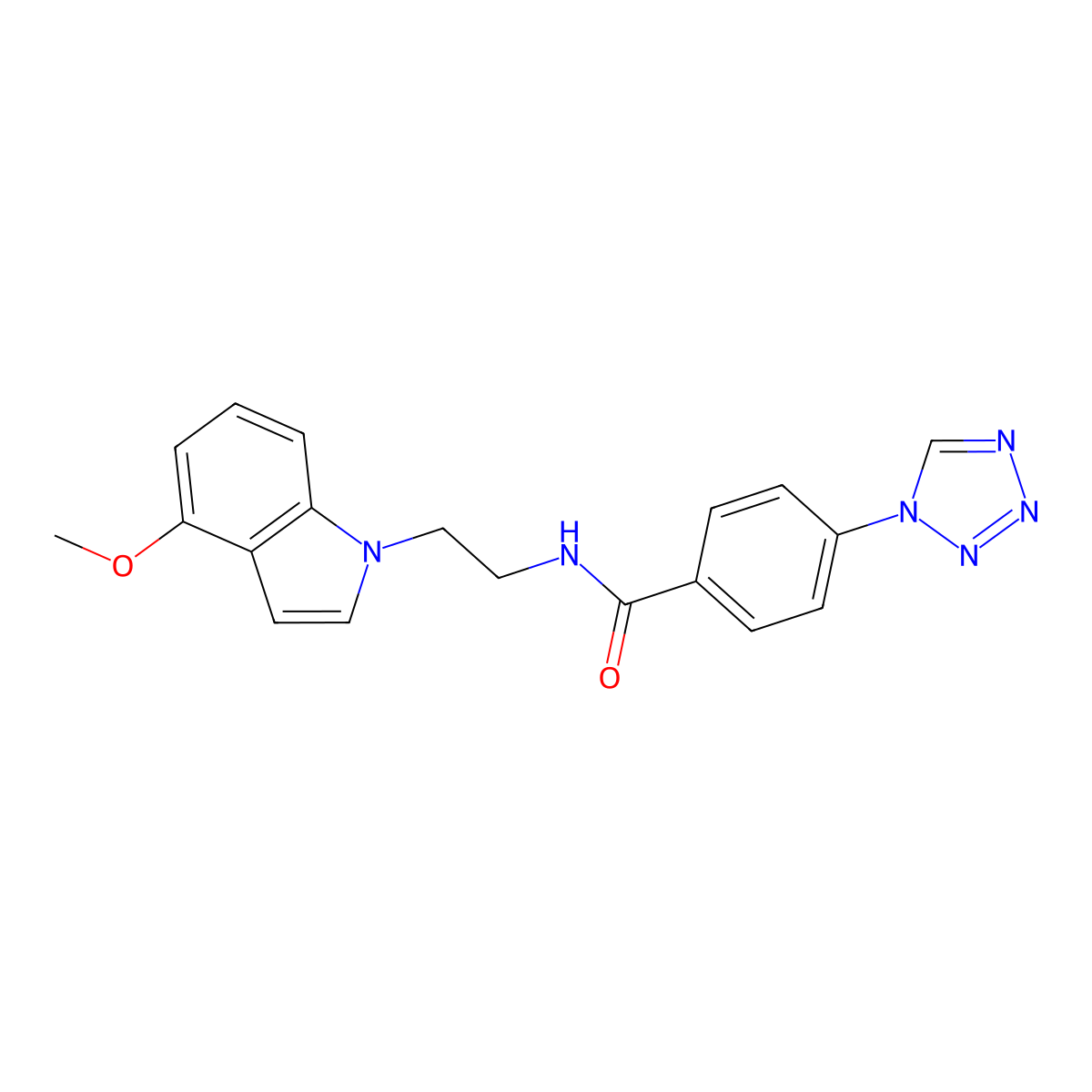 N-[2-(4-methoxy-1H-indol-1-yl)ethyl]-4-(1H-1,2,3,4-tetraazol-1-yl)benzamide molecular structure, CAS 1401576-26-8