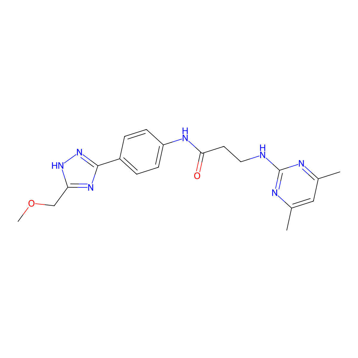N~3~-(4,6-dimethylpyrimidin-2-yl)-N-{4-[5-(methoxymethyl)-1H-1,2,4-triazol-3-yl]phenyl}-beta-alaninamide molecular structure, CAS 1401576-27-9