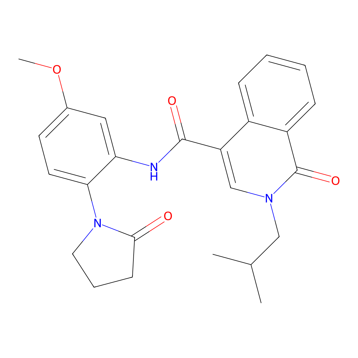 N-[5-methoxy-2-(2-oxopyrrolidin-1-yl)phenyl]-2-(2-methylpropyl)-1-oxo-1,2-dihydroisoquinoline-4-carboxamide molecular structure, CAS 1401576-33-7