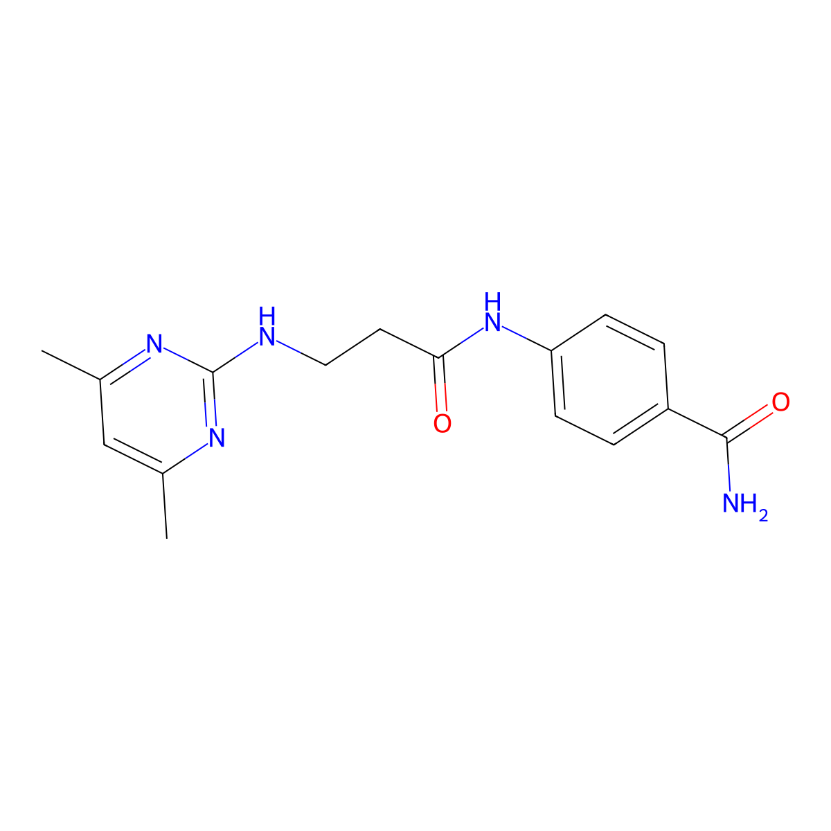4-{[N-(4,6-dimethylpyrimidin-2-yl)-beta-alanyl]amino}benzamide molecular structure, CAS 1401576-44-0