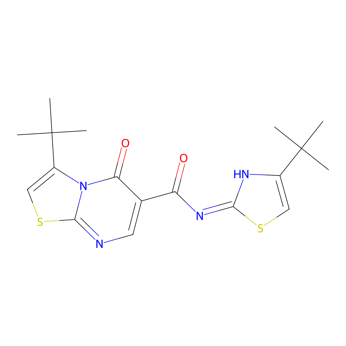 3-(tert-butyl)-N-(4-(tert-butyl)thiazol-2-yl)-5-oxo-5H-thiazolo[3,2-a]pyrimidine-6-carboxamide molecular structure, CAS 1401576-50-8
