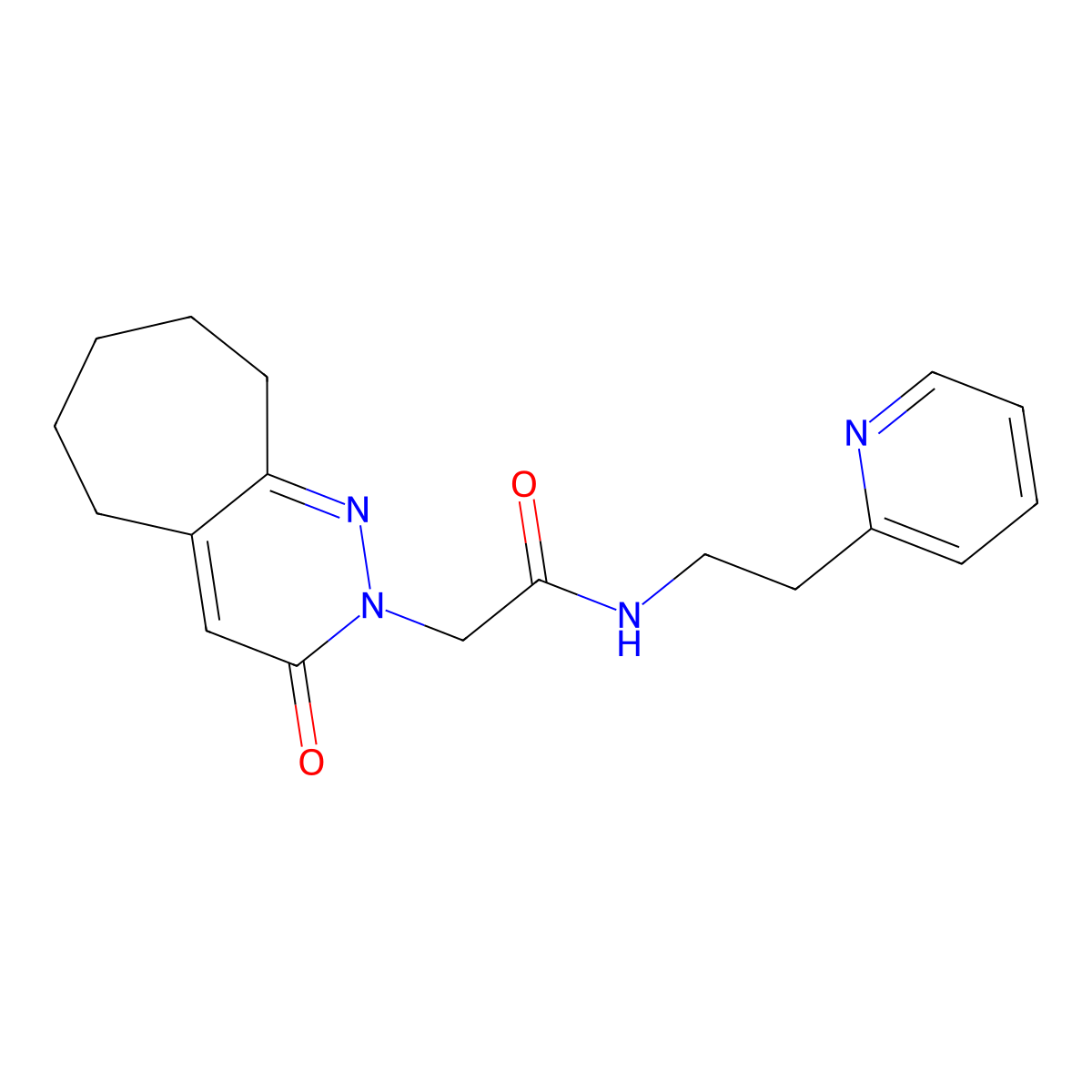 2-(3-oxo-3,5,6,7,8,9-hexahydro-2H-cyclohepta[c]pyridazin-2-yl)-N-[2-(2-pyridyl)ethyl]acetamide molecular structure, CAS 1401576-60-0