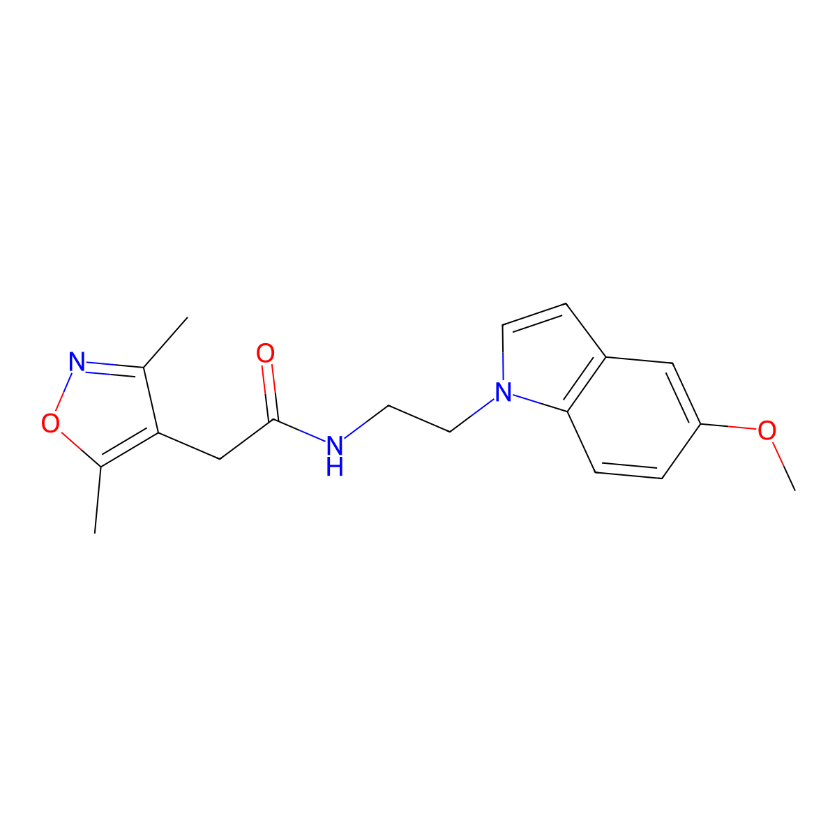2-(3,5-dimethyl-1,2-oxazol-4-yl)-N-[2-(5-methoxy-1H-indol-1-yl)ethyl]acetamide molecular structure, CAS 1401576-63-3