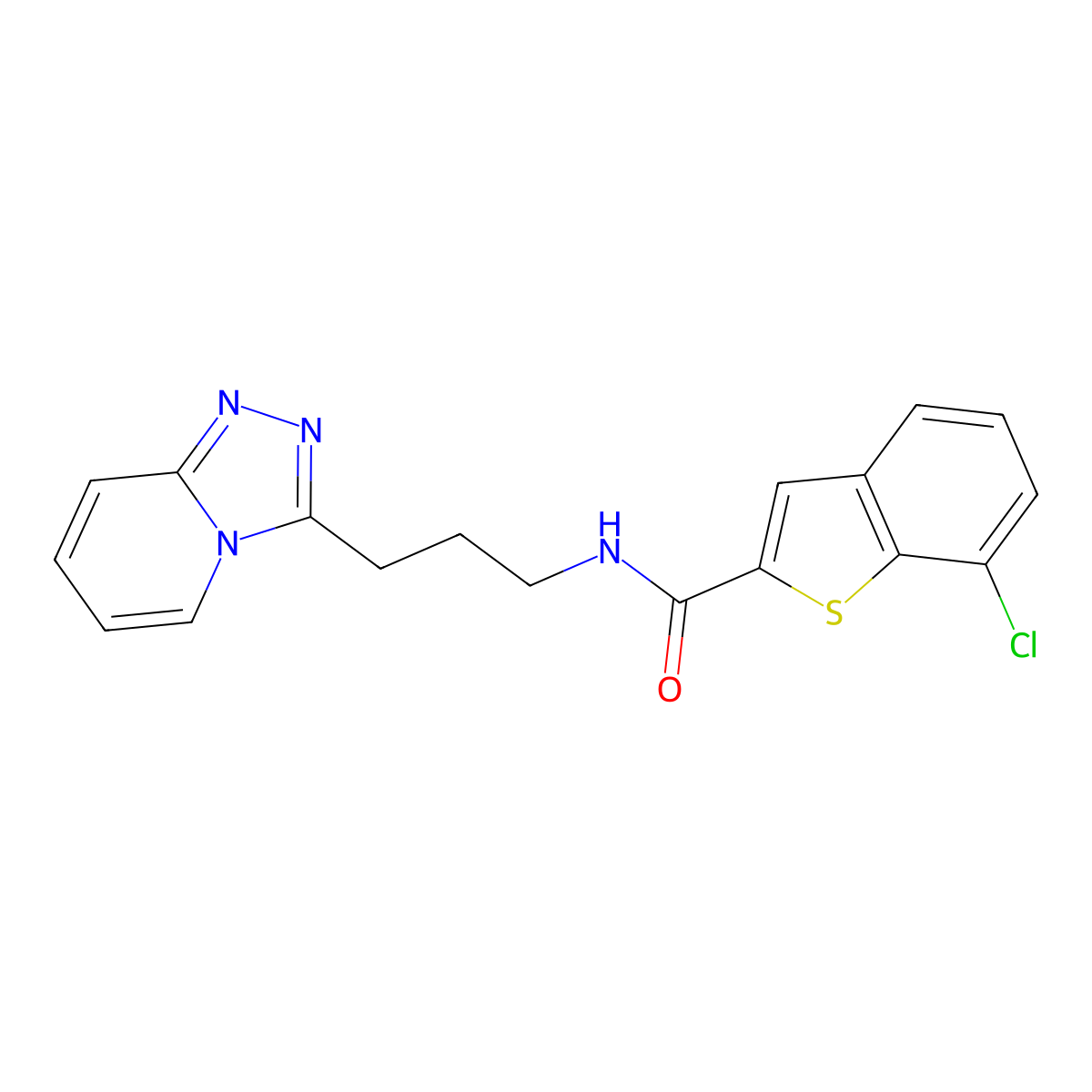 N-(3-([1,2,4]triazolo[4,3-a]pyridin-3-yl)propyl)-7-chlorobenzo[b]thiophene-2-carboxamide molecular structure, CAS 1401576-64-4