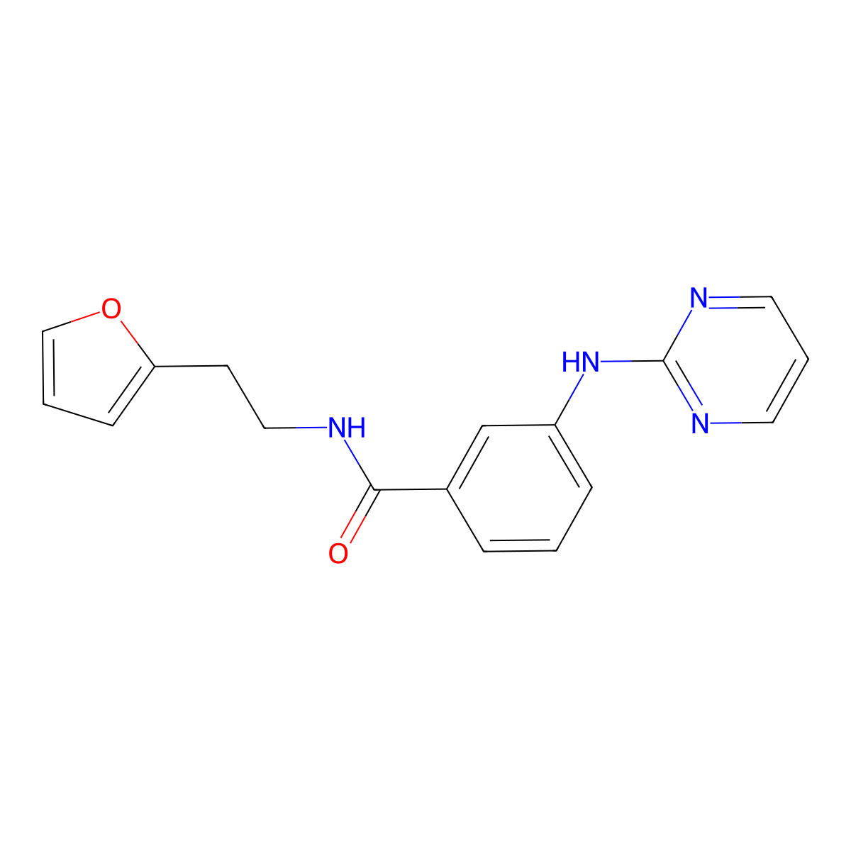 N-[2-(2-furyl)ethyl]-3-(2-pyrimidinylamino)benzamide molecular structure, CAS 1401576-70-2