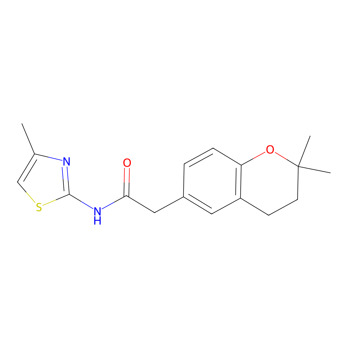 2-(2,2-dimethyl-3,4-dihydro-2H-chromen-6-yl)-N-(4-methyl-1,3-thiazol-2-yl)acetamide molecular structure, CAS 1401576-74-6