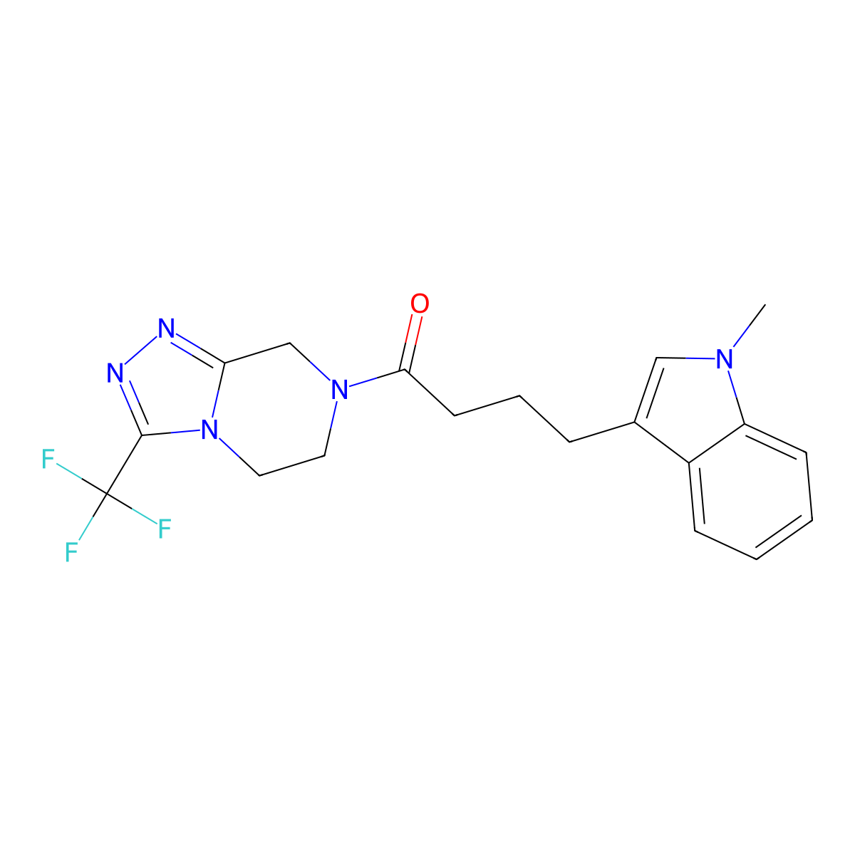 4-(1-methyl-1H-indol-3-yl)-1-[3-(trifluoromethyl)-5,6-dihydro[1,2,4]triazolo[4,3-a]pyrazin-7(8H)-yl]-1-butanone molecular structure, CAS 1401576-76-8