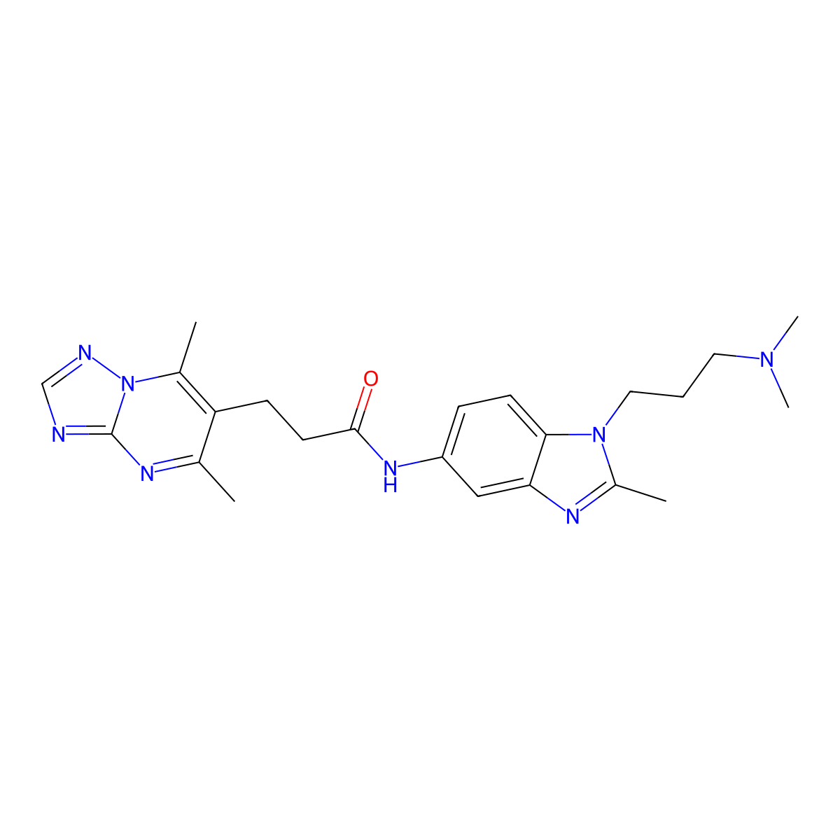N-{1-[3-(dimethylamino)propyl]-2-methyl-1H-benzimidazol-5-yl}-3-(5,7-dimethyl[1,2,4]triazolo[1,5-a]pyrimidin-6-yl)propanamide molecular structure, CAS 1401576-95-1
