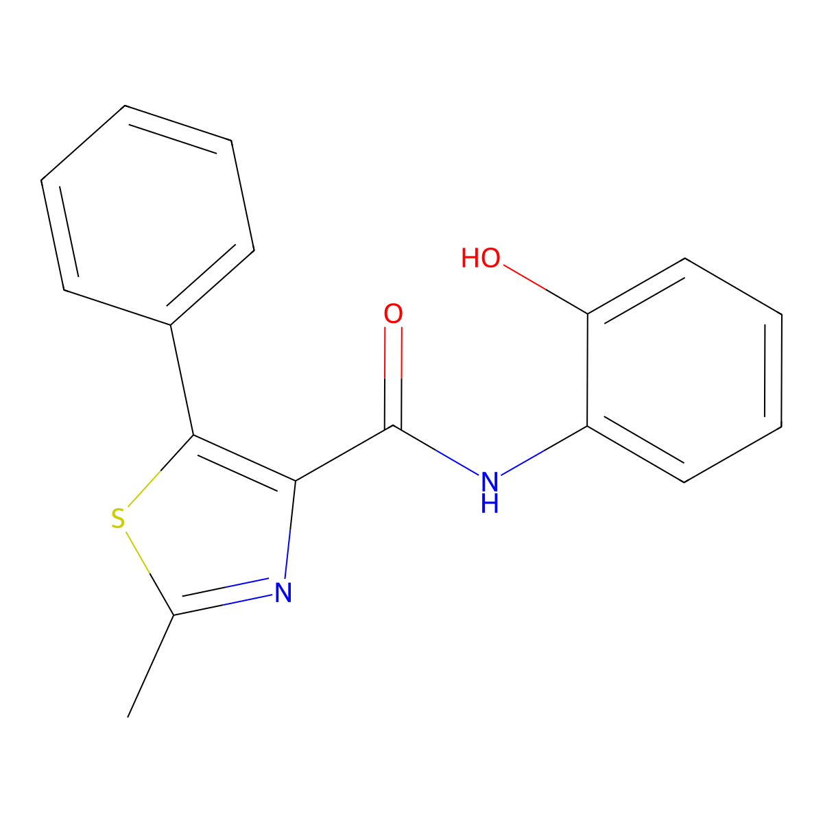 N-(2-hydroxyphenyl)-2-methyl-5-phenyl-1,3-thiazole-4-carboxamide molecular structure, CAS 1401576-97-3