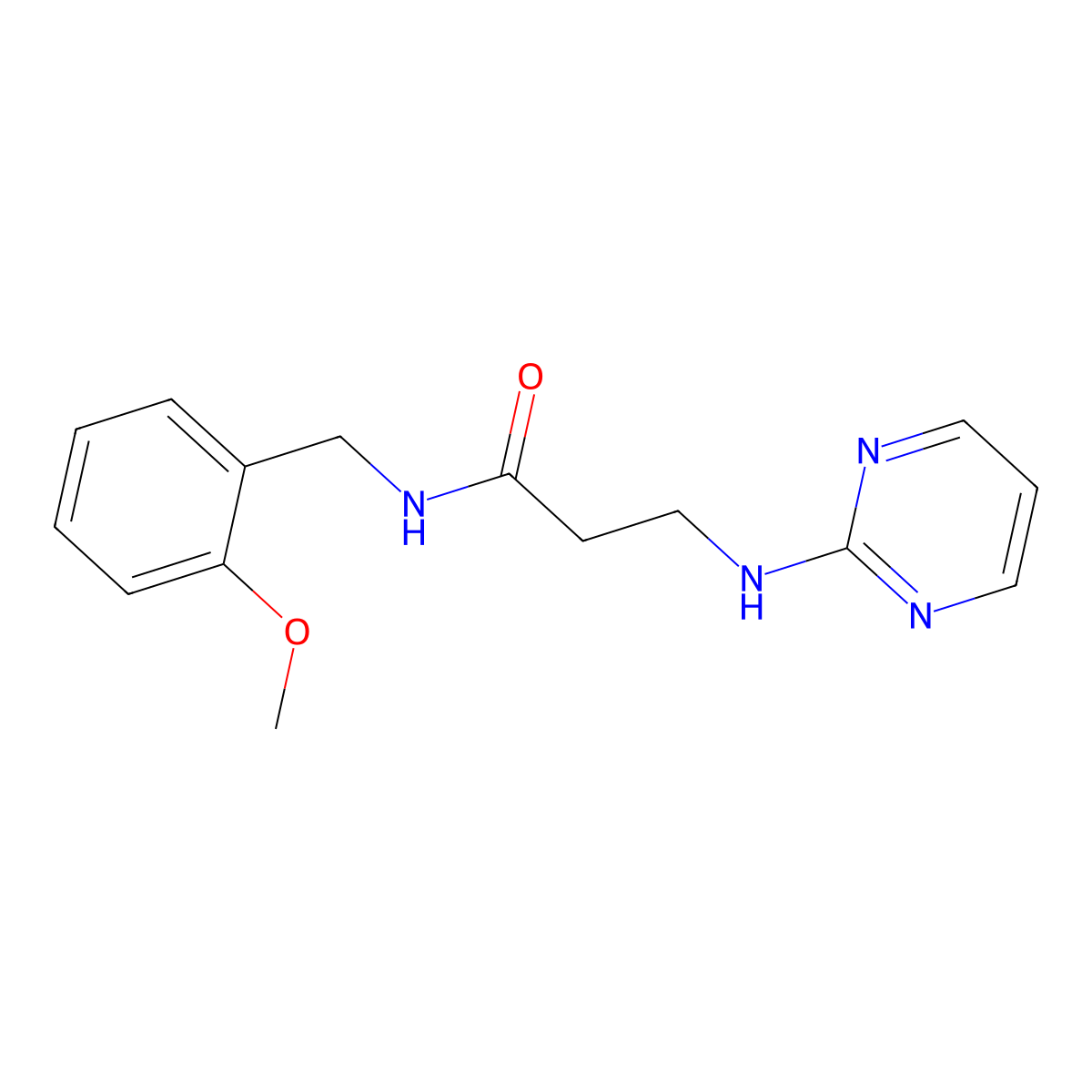 N-(2-methoxybenzyl)-3-(2-pyrimidinylamino)propanamide molecular structure, CAS 1401577-09-0