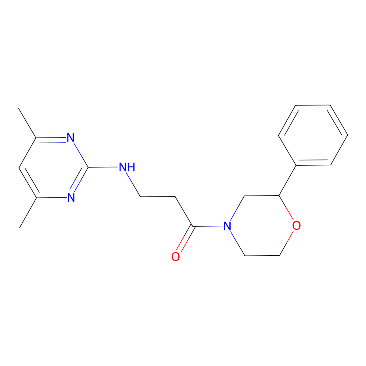 3-[(4,6-Dimethyl-2-pyrimidinyl)amino]-1-(2-phenylmorpholino)-1-propanone molecular structure, CAS 1401577-11-4
