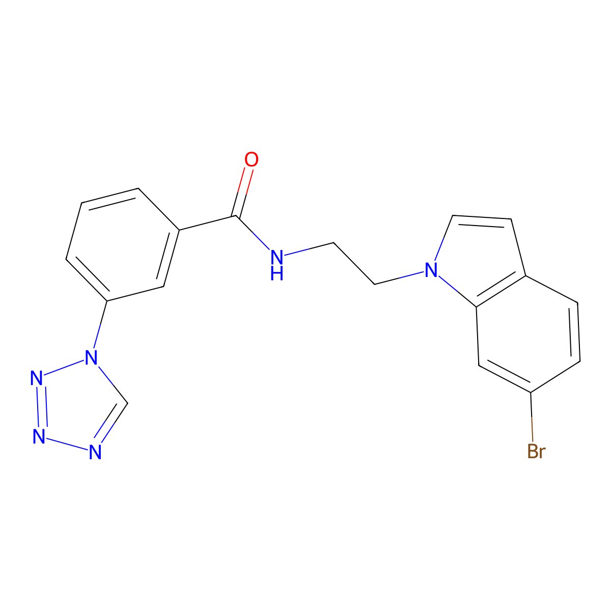 N-[2-(6-bromo-1H-indol-1-yl)ethyl]-3-(1H-1,2,3,4-tetraazol-1-yl)benzamide molecular structure, CAS 1401577-27-2