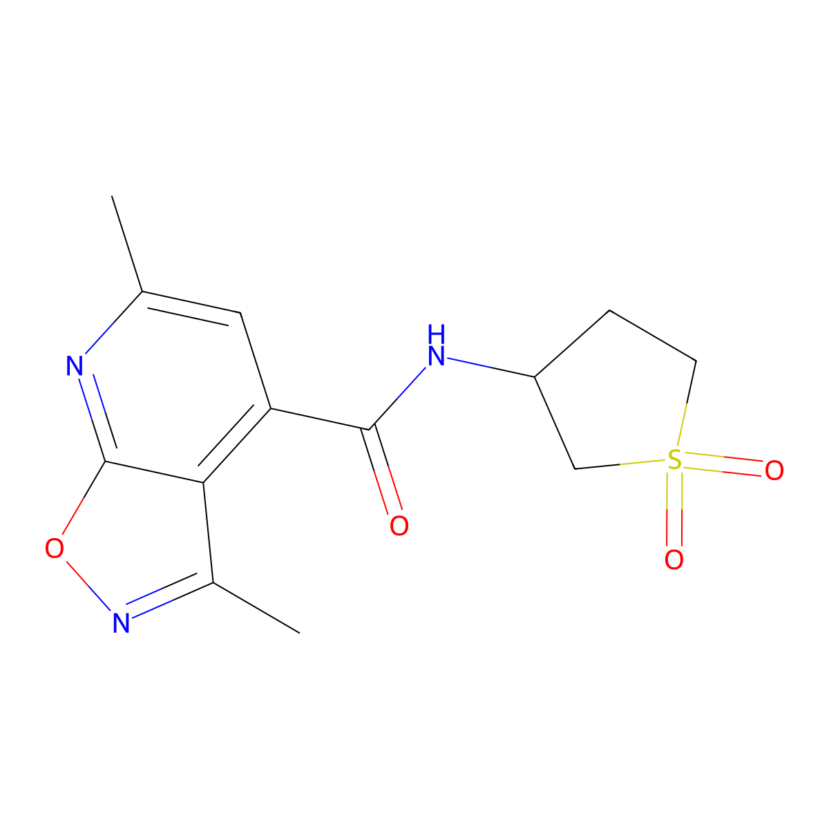 N-(1,1-dioxidotetrahydrothiophen-3-yl)-3,6-dimethyl[1,2]oxazolo[5,4-b]pyridine-4-carboxamide molecular structure, CAS 1401577-51-2