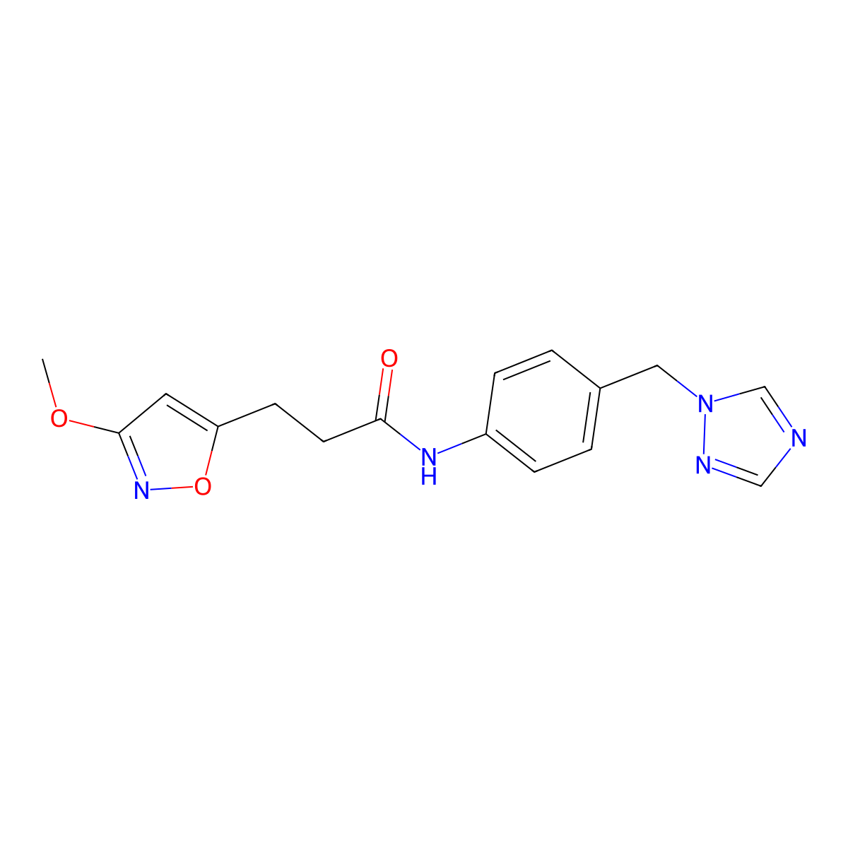 3-(3-methoxy-1,2-oxazol-5-yl)-N-[4-(1H-1,2,4-triazol-1-ylmethyl)phenyl]propanamide molecular structure, CAS 1401577-60-3