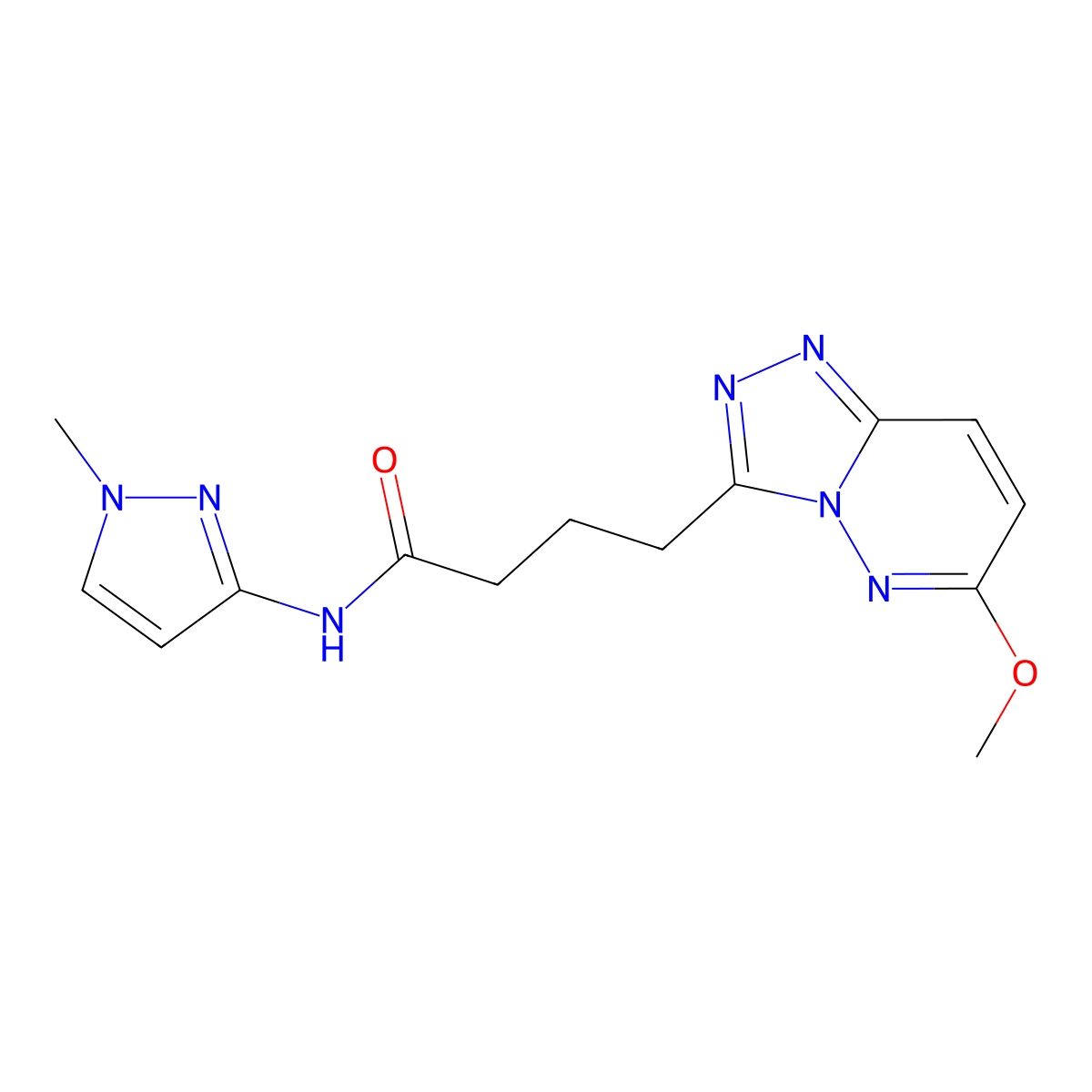 4-(6-methoxy-[1,2,4]triazolo[4,3-b]pyridazin-3-yl)-N-(1-methyl-1H-pyrazol-3-yl)butanamide molecular structure, CAS 1401577-61-4