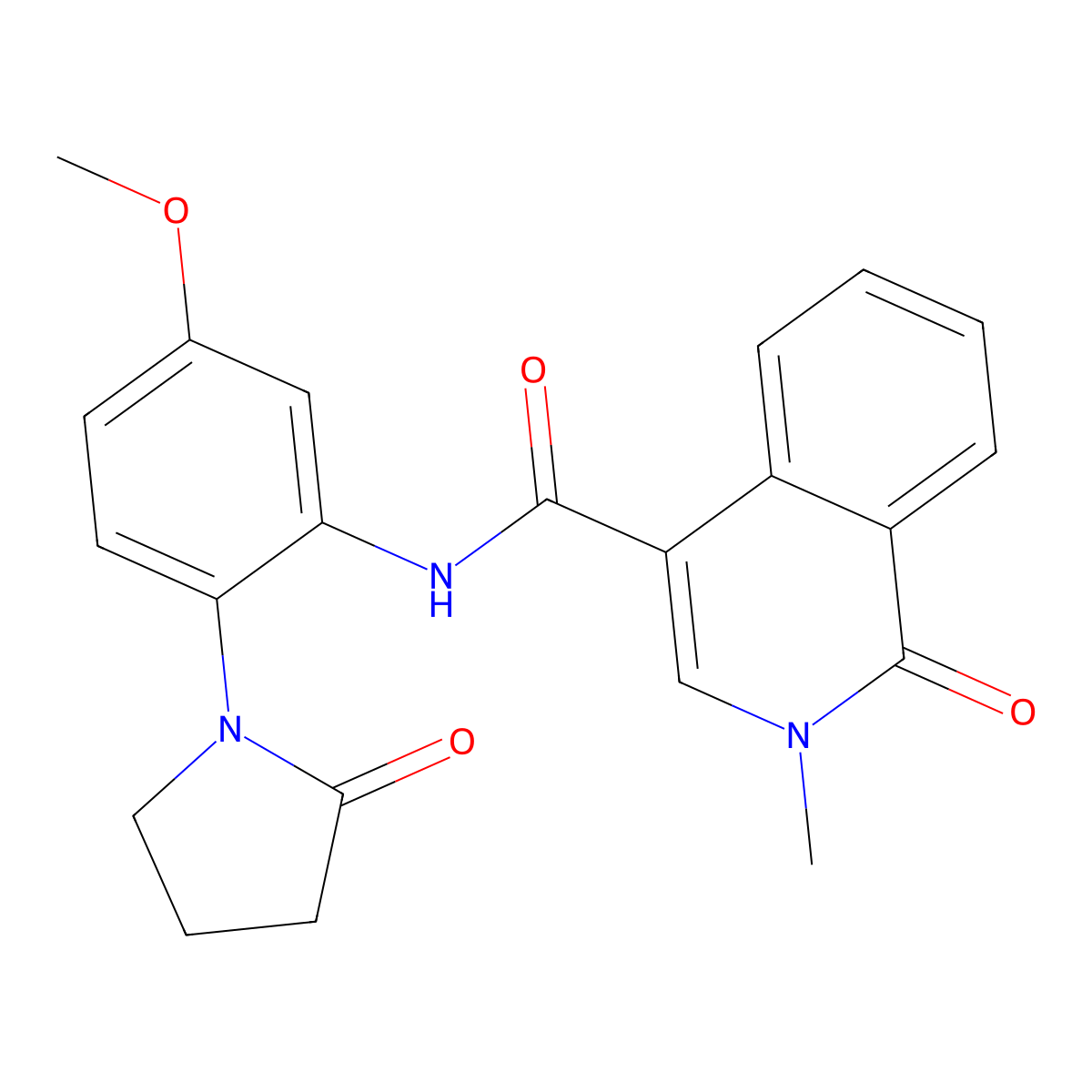 N-[5-methoxy-2-(2-oxopyrrolidin-1-yl)phenyl]-2-methyl-1-oxo-1,2-dihydroisoquinoline-4-carboxamide molecular structure, CAS 1401577-76-1