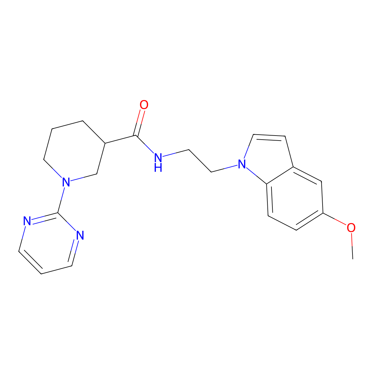N-[2-(5-methoxy-1H-indol-1-yl)ethyl]-1-(2-pyrimidinyl)-3-piperidinecarboxamide molecular structure, CAS 1401577-78-3