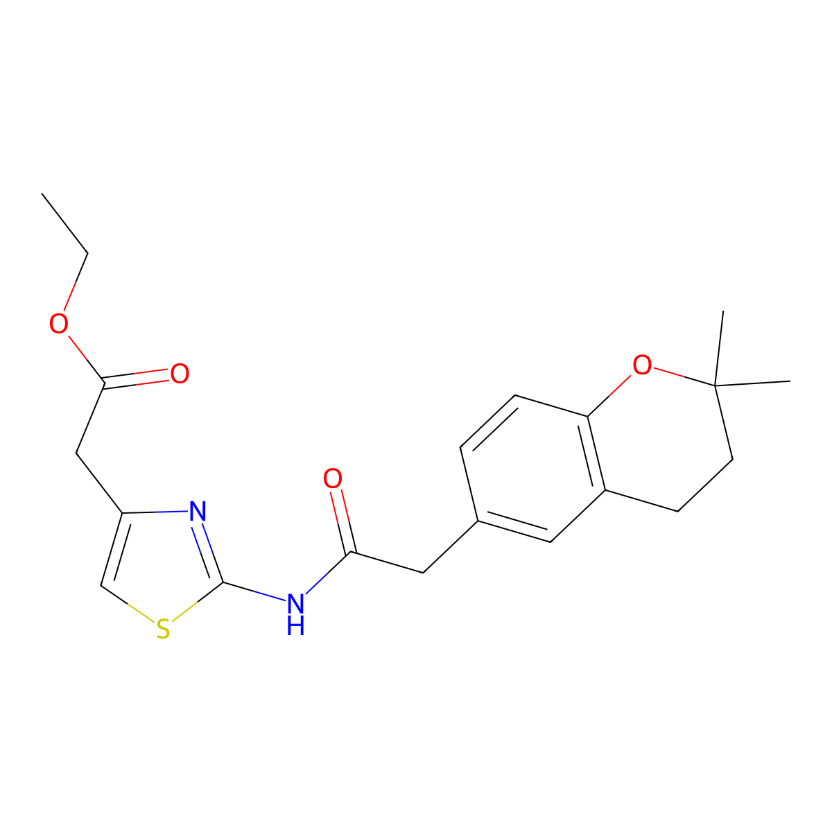 ethyl (2-{[(2,2-dimethyl-3,4-dihydro-2H-chromen-6-yl)acetyl]amino}-1,3-thiazol-4-yl)acetate molecular structure, CAS 1401578-49-1